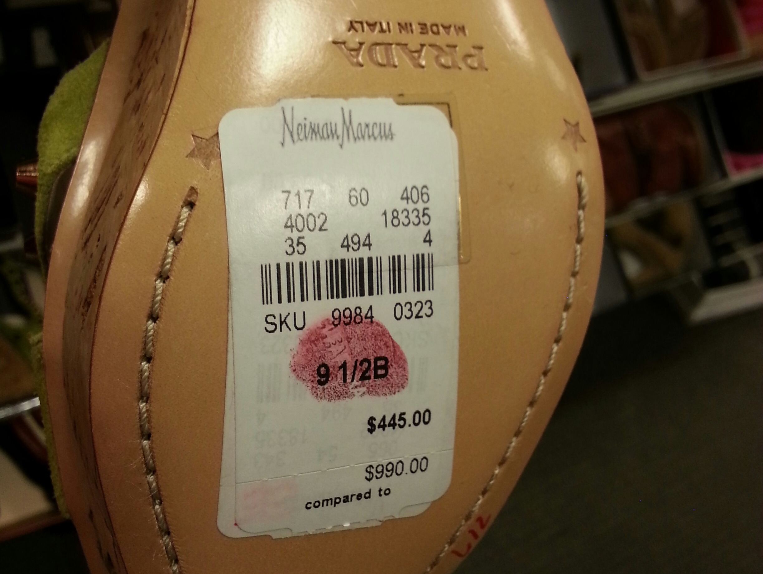 Now you KNOW this Florida-girl was all about this studded Prada platform. Priced at $445, the additional 50% off of clearance took it to $223, down from $990. That's a savings of more that 75%!!!