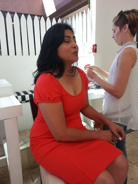 Lydia getting the final touches for her 'Dallas Big Influence' photo/video shoot