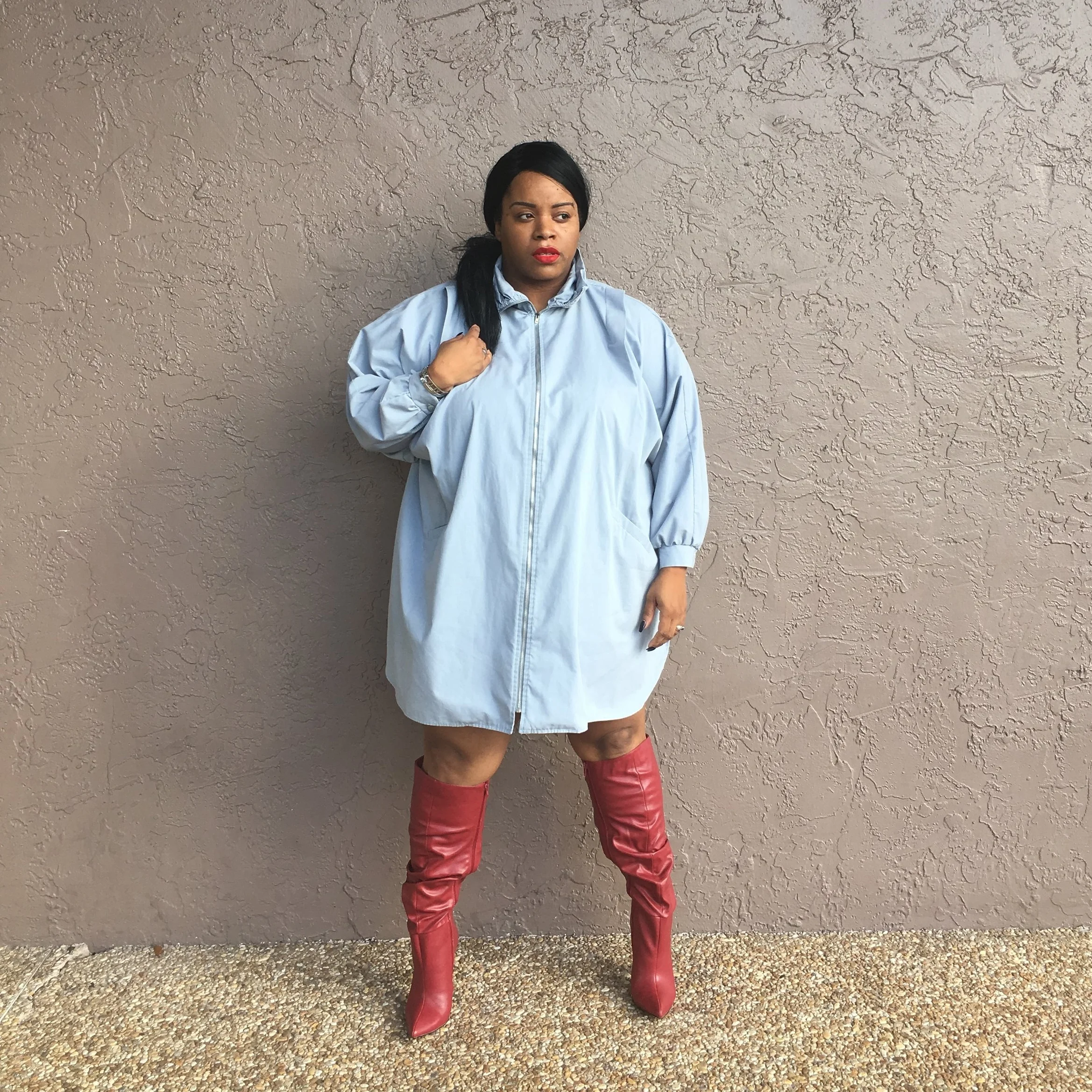 Oversized Jacket + Red Boots