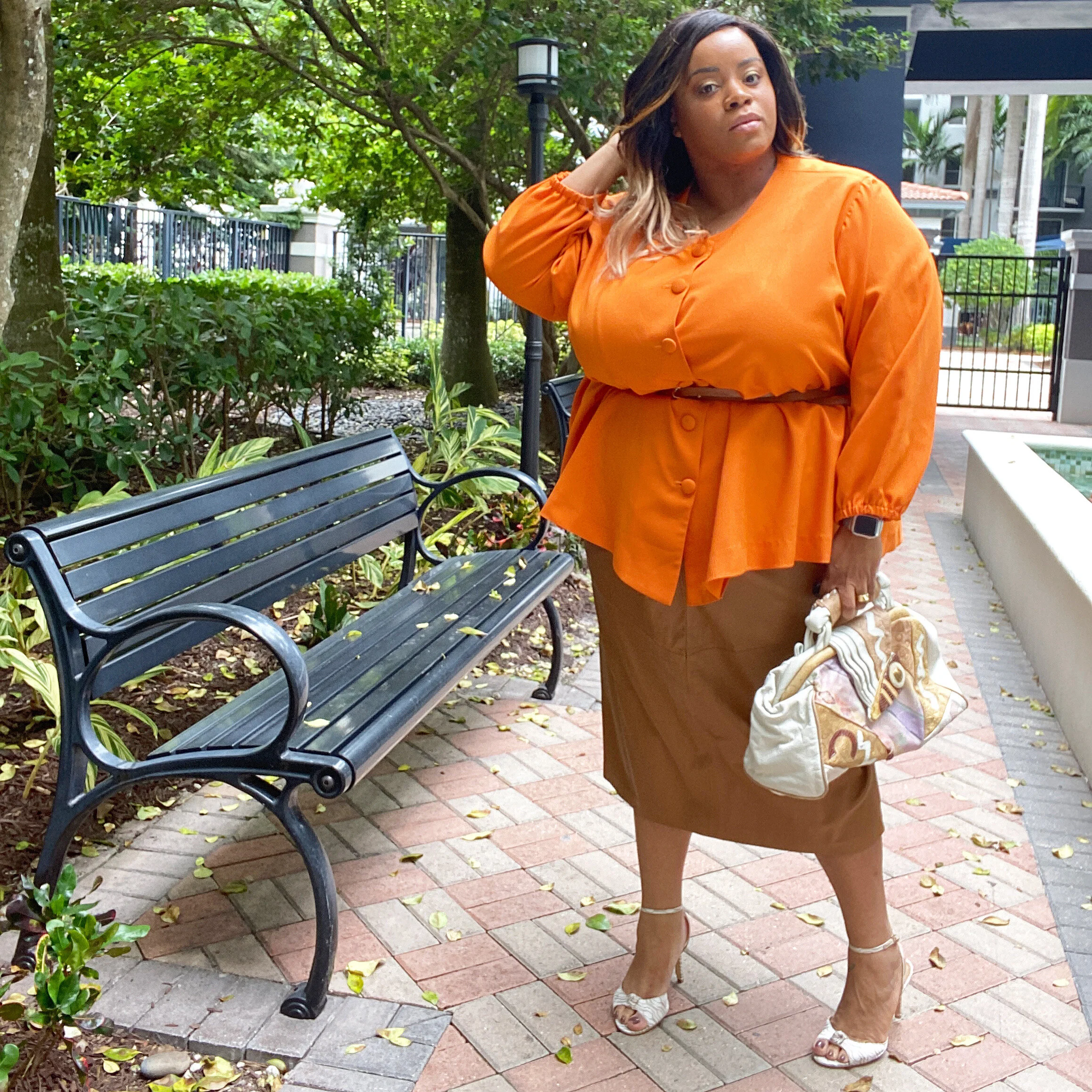 Orange top &amp; Vintage Leather