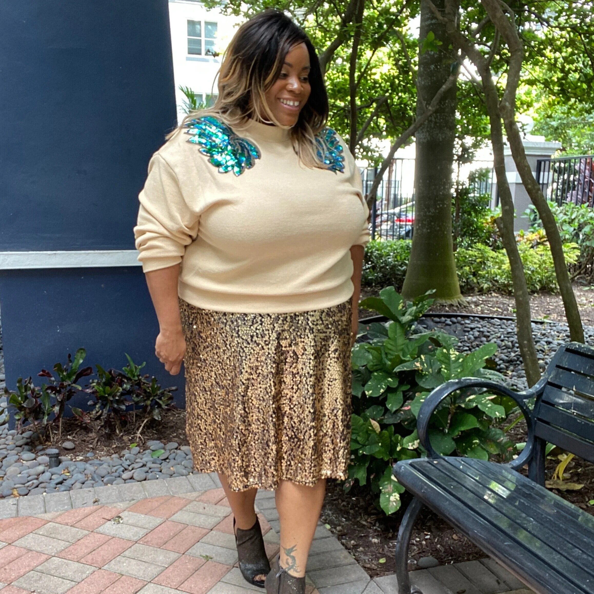 Sweater and a Sequin Skirt