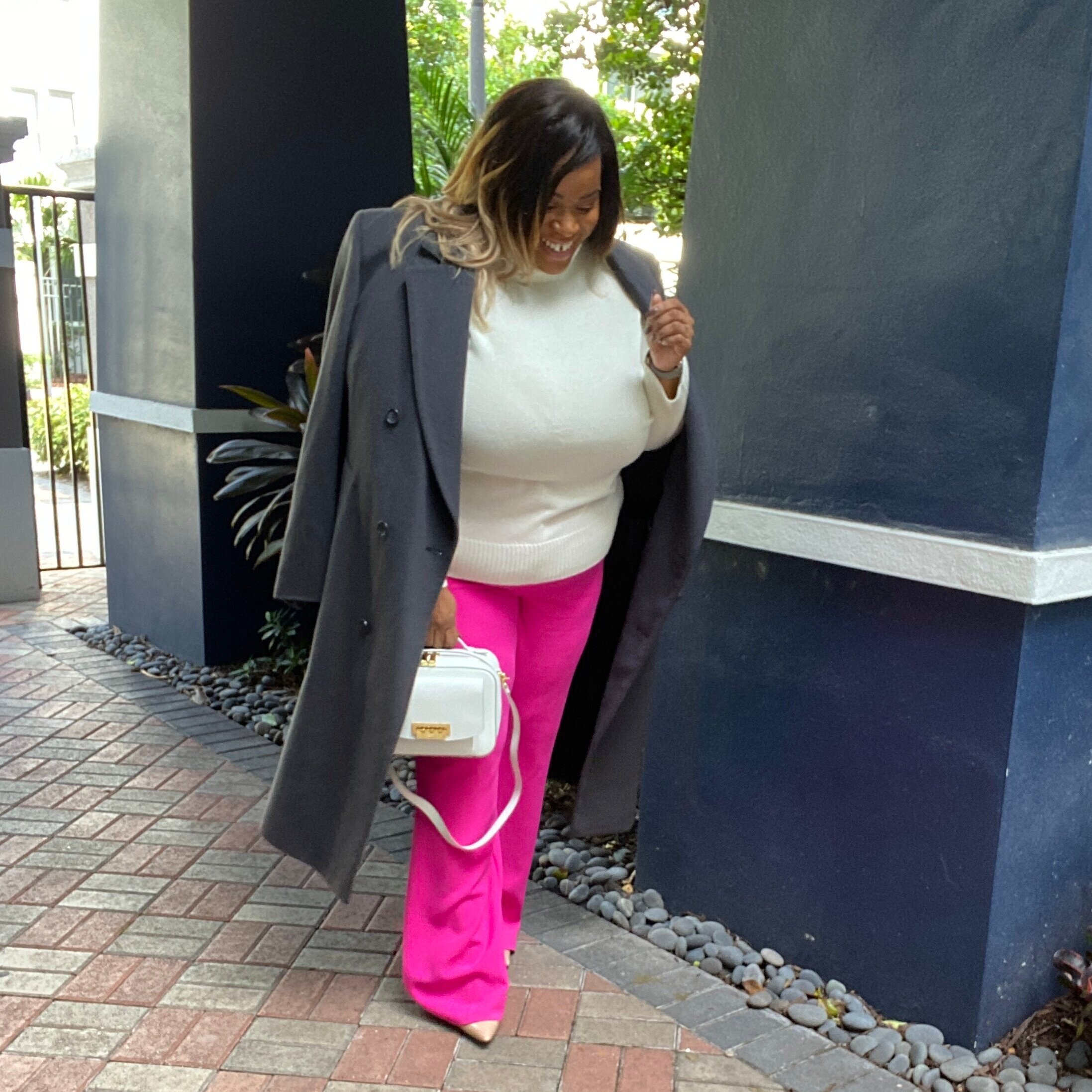 Gray Fall Coat &amp; Pink Pants