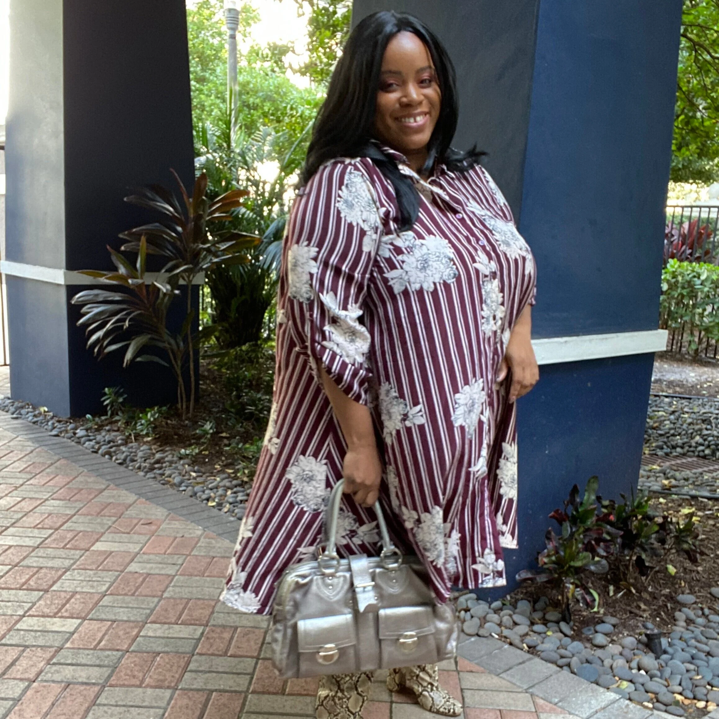 Floral Dress + Over The Knee Snakeskin Boots