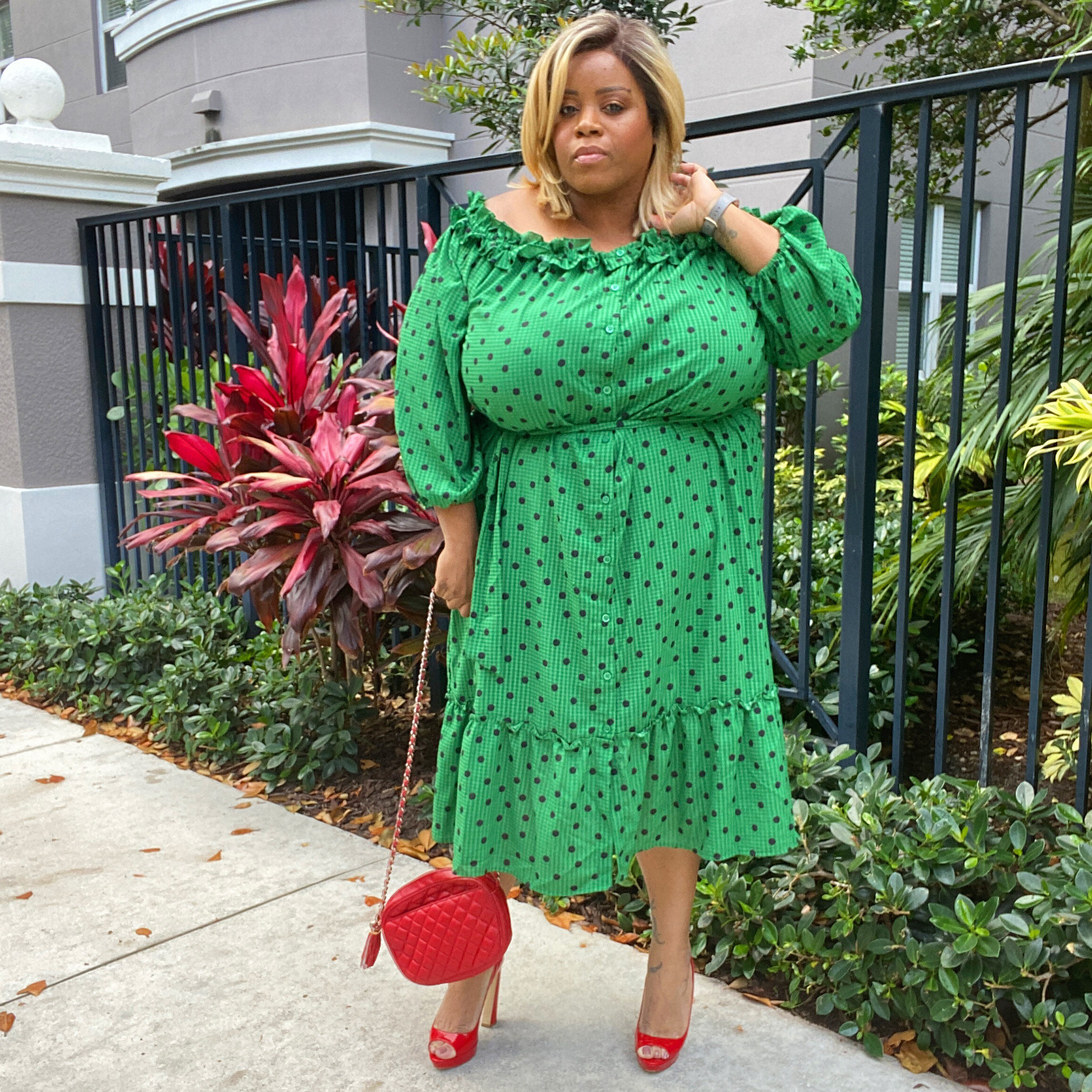 Who What Wear Plus Polka Dot Print Dress