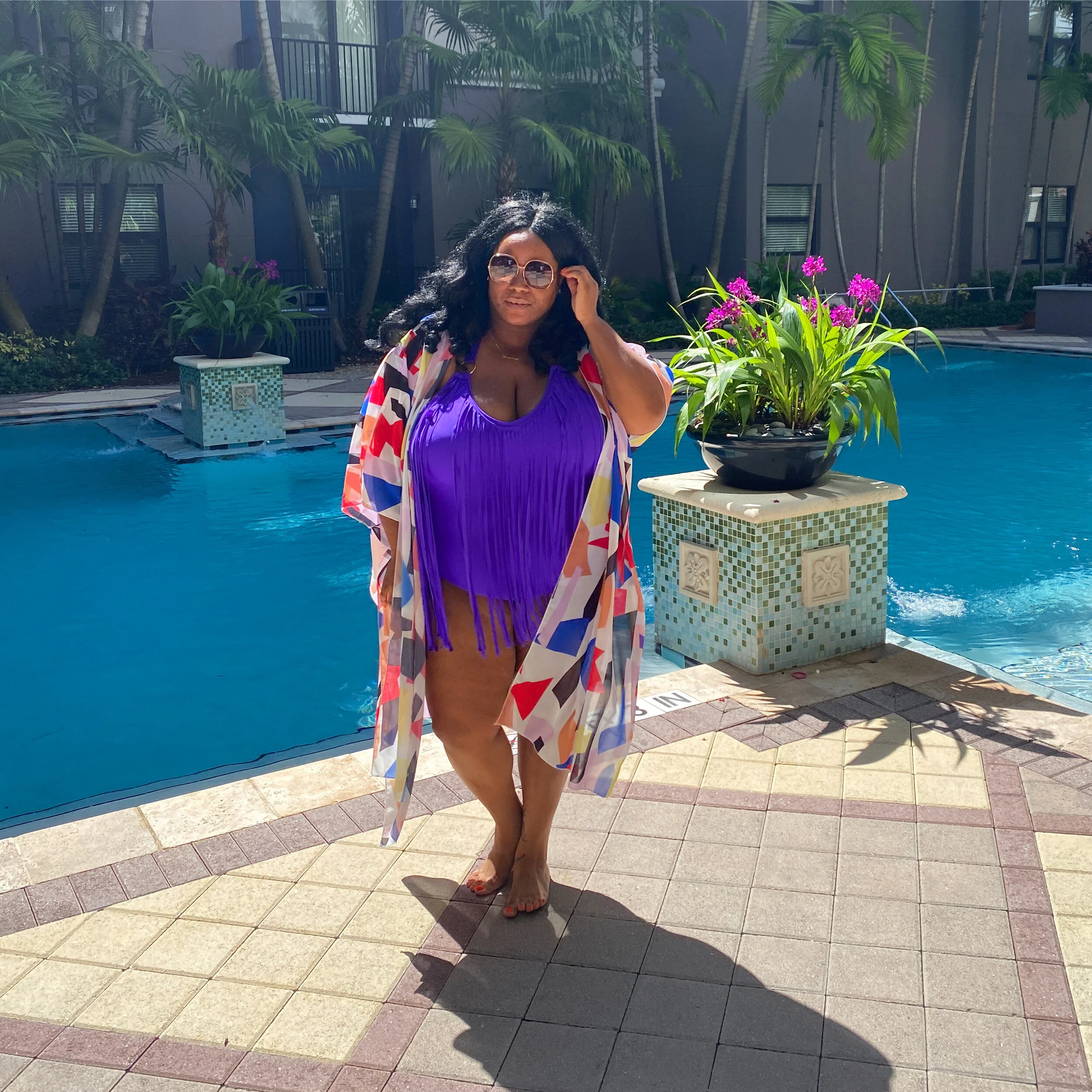 Purple Fringe Bathing Suit