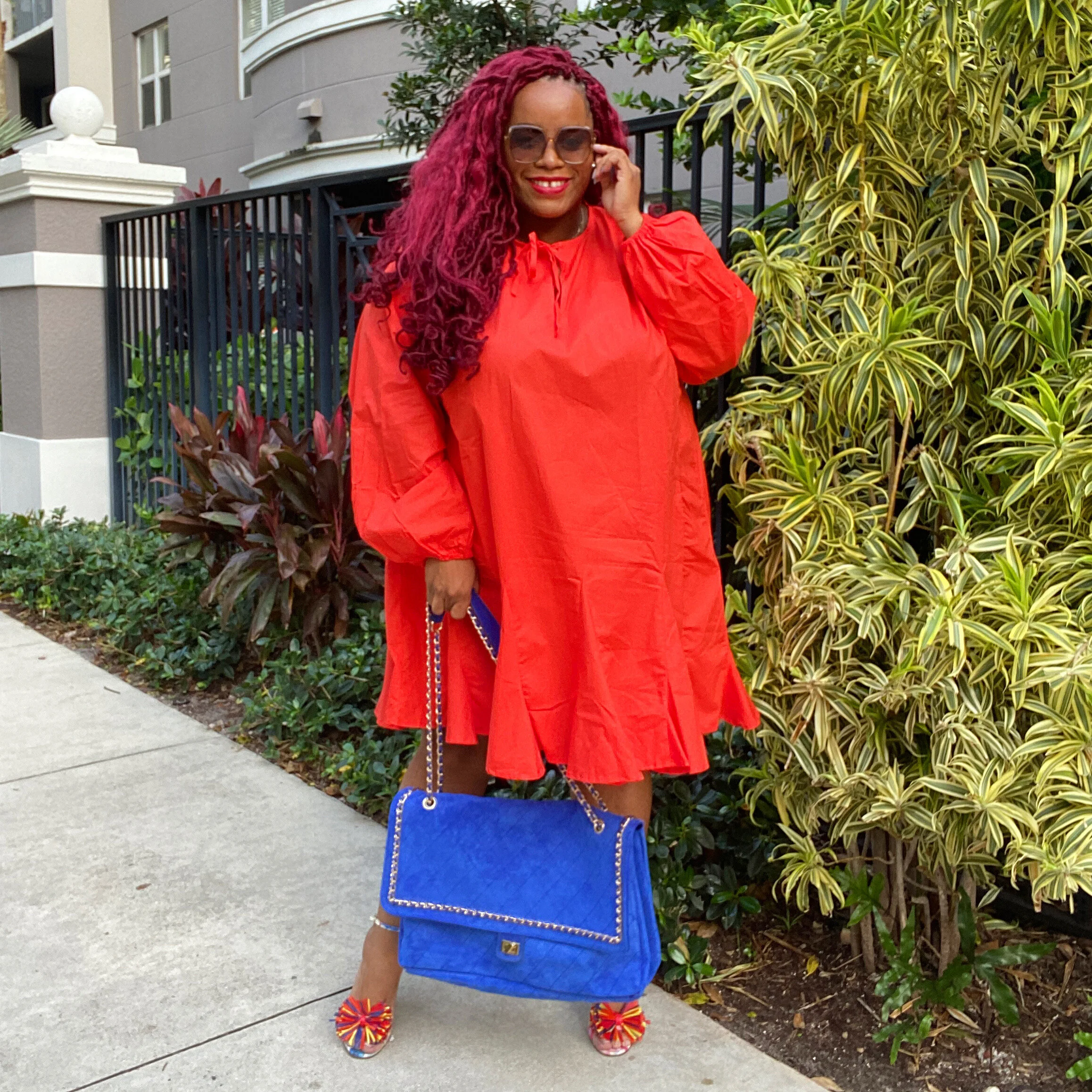 ASOS Curve Orange Puff Sleeve Dress