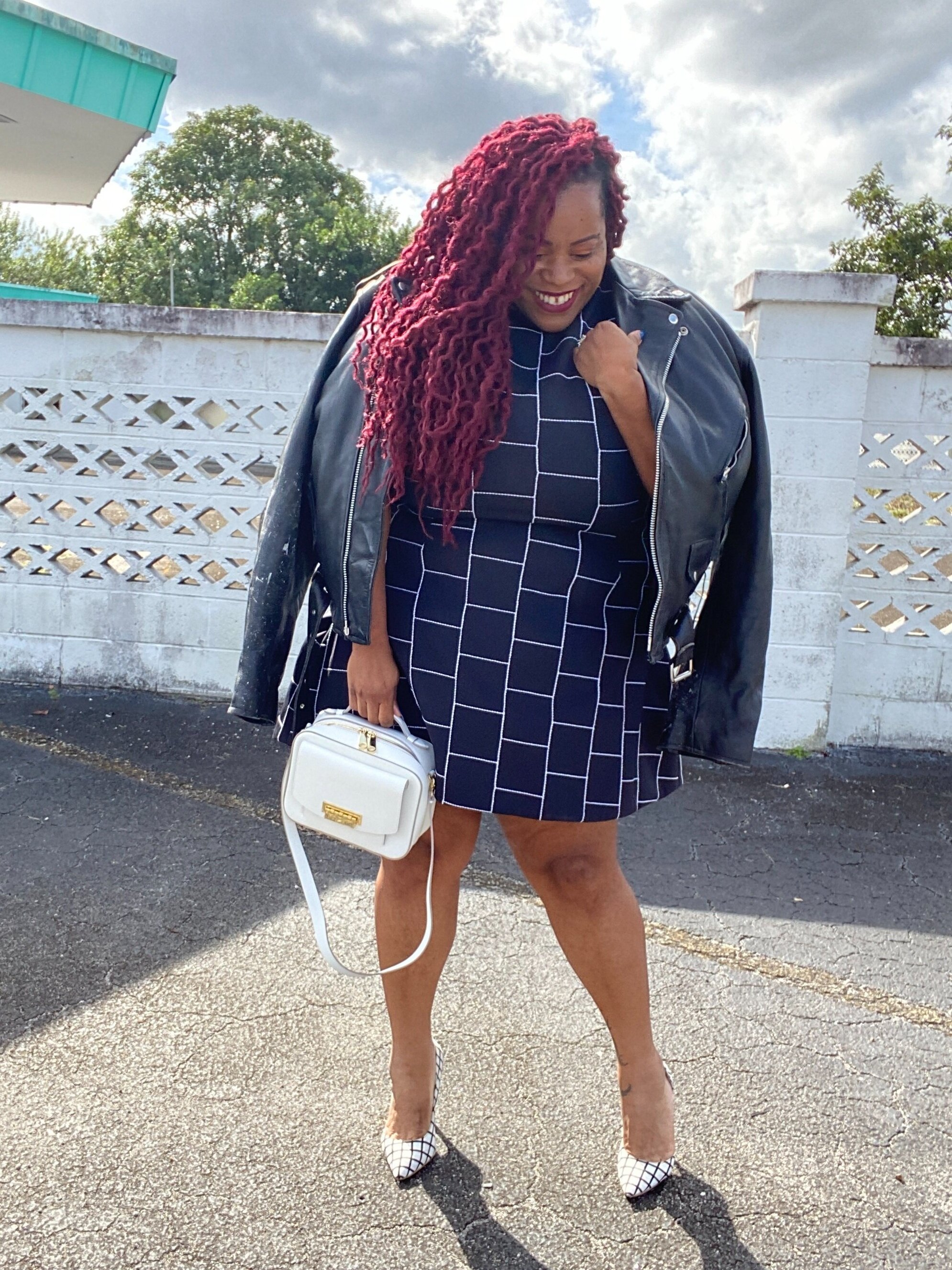 Rent the Runway Dress + Vintage Moto Jacket