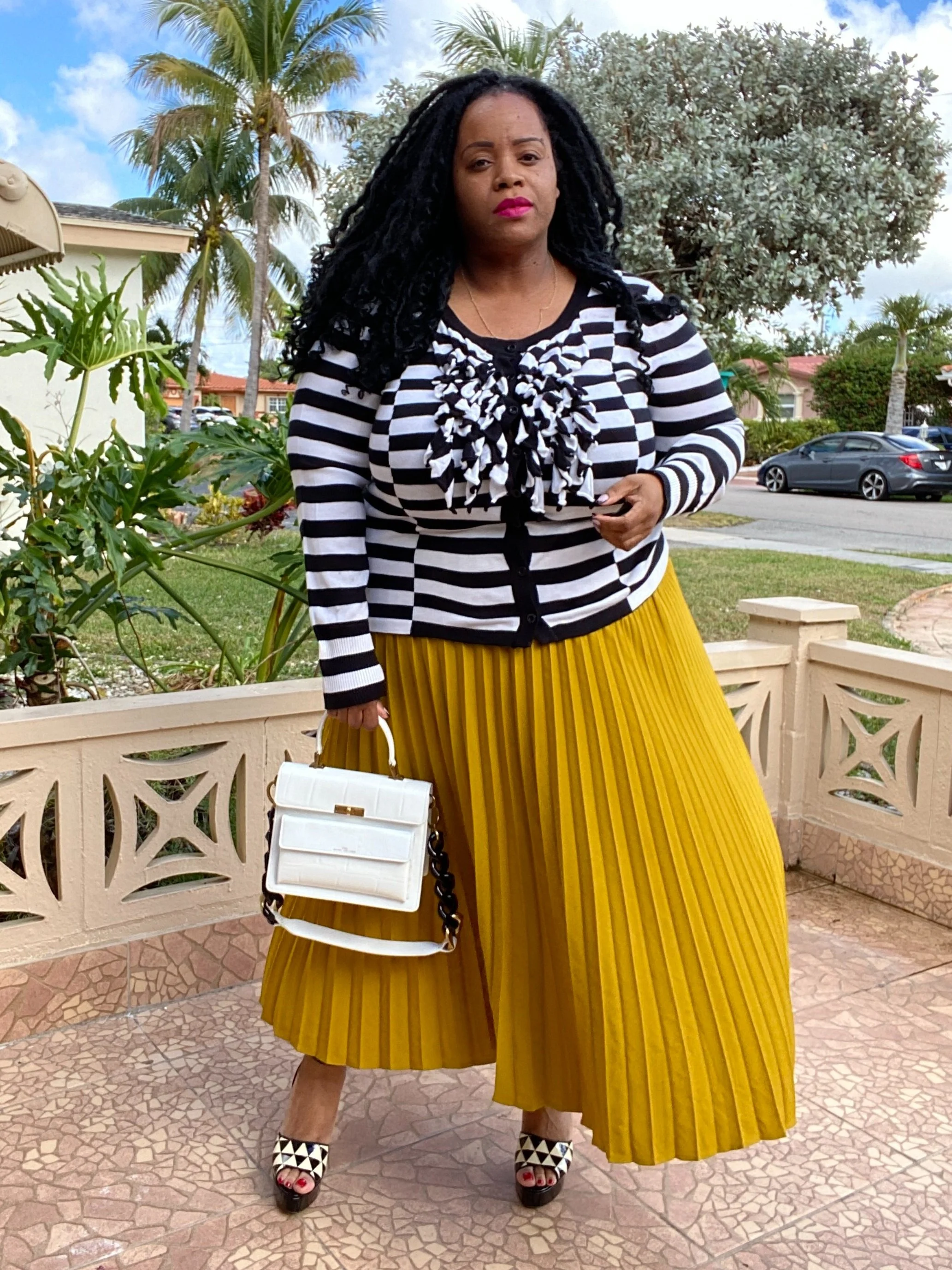 Ashley Stewart Striped Sweater and Target Skirt