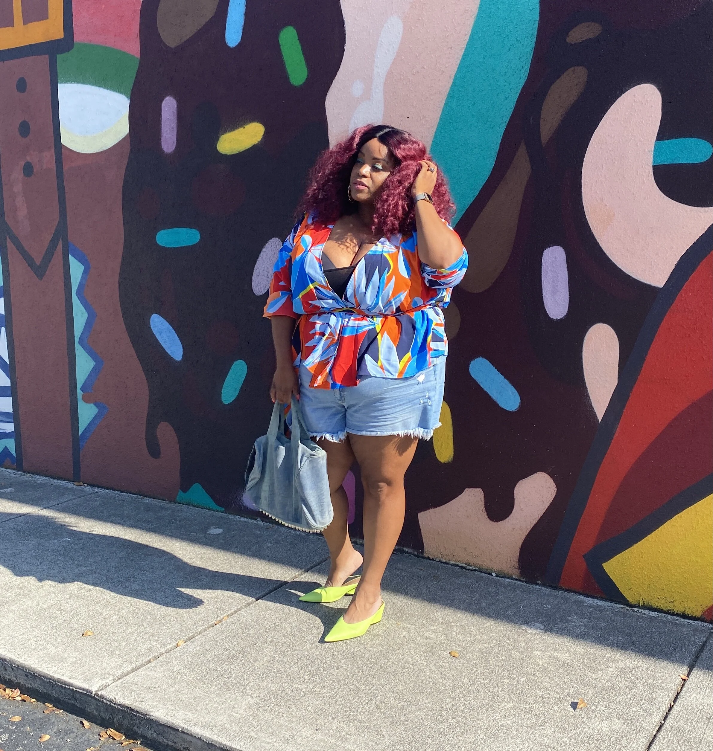 Eloquii Wrap Top and Cut-off Jeans