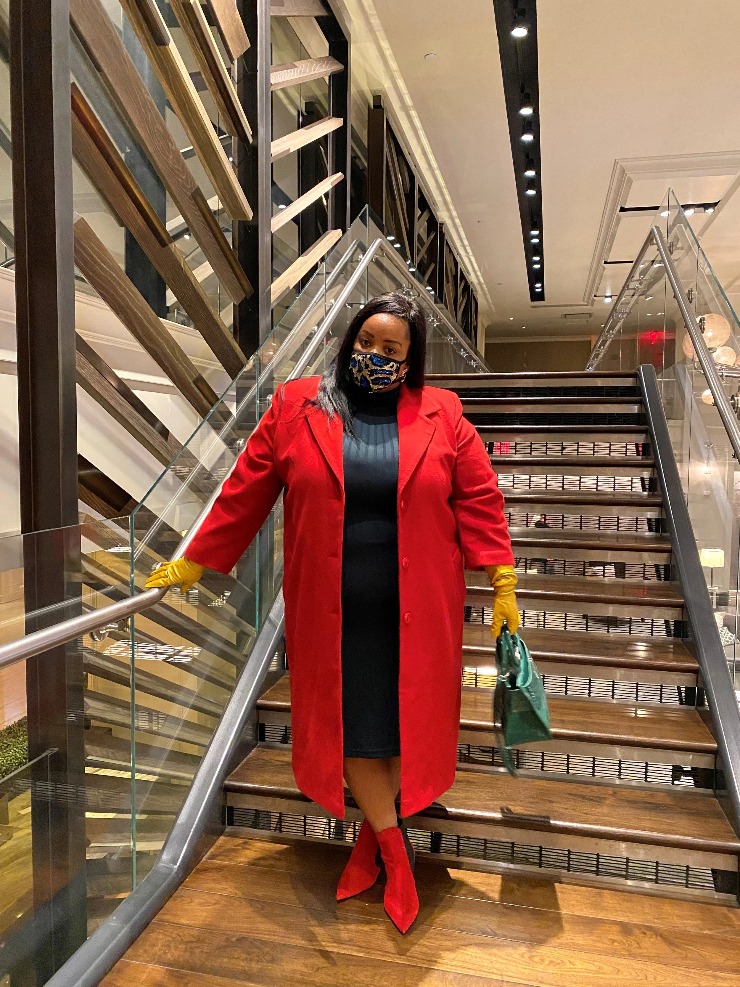 Vintage Red Coat Color Block