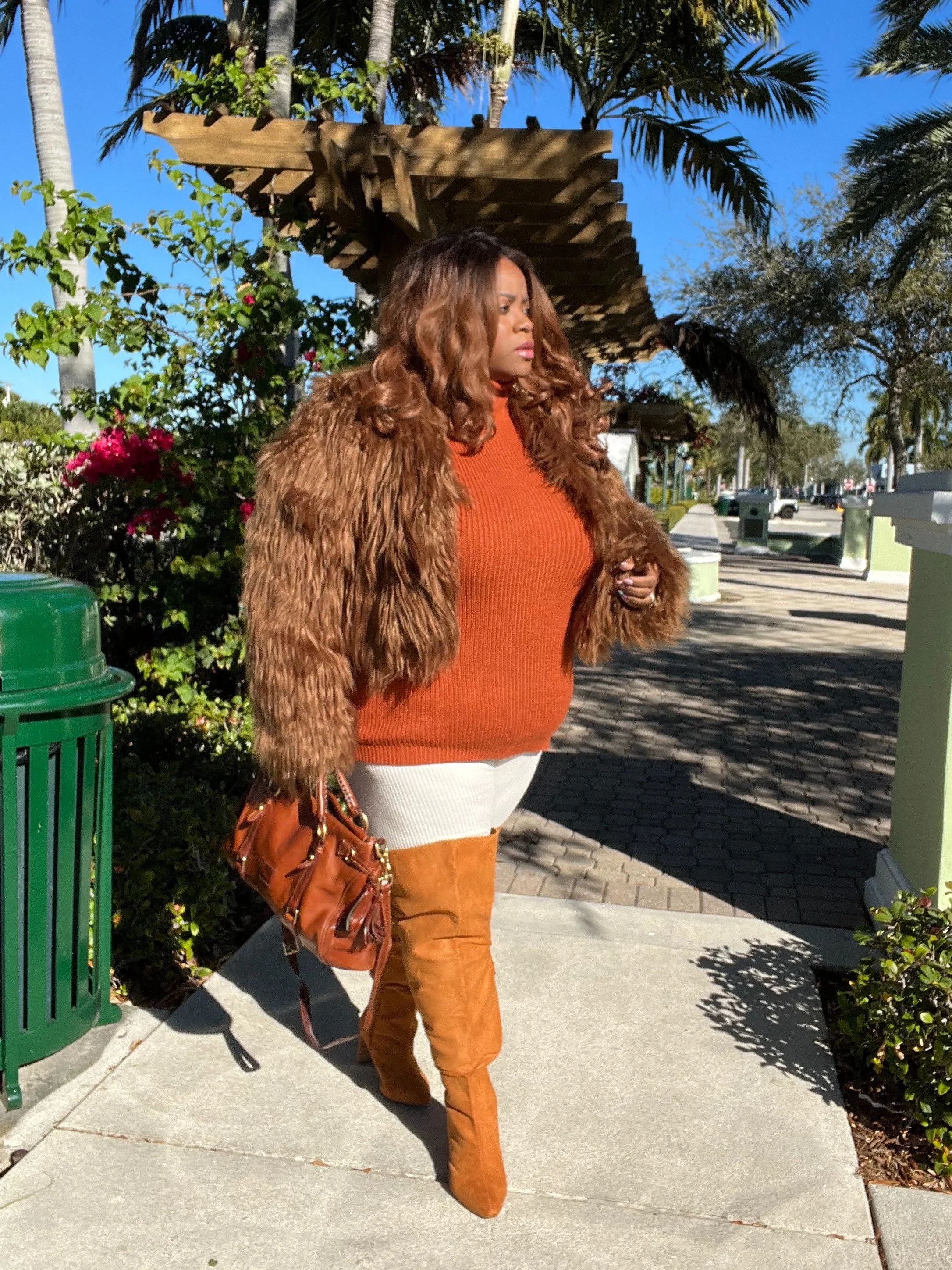 PrettyLittleThing Chocolate Faux Fur and Fashiontofigure Thigh High Boots