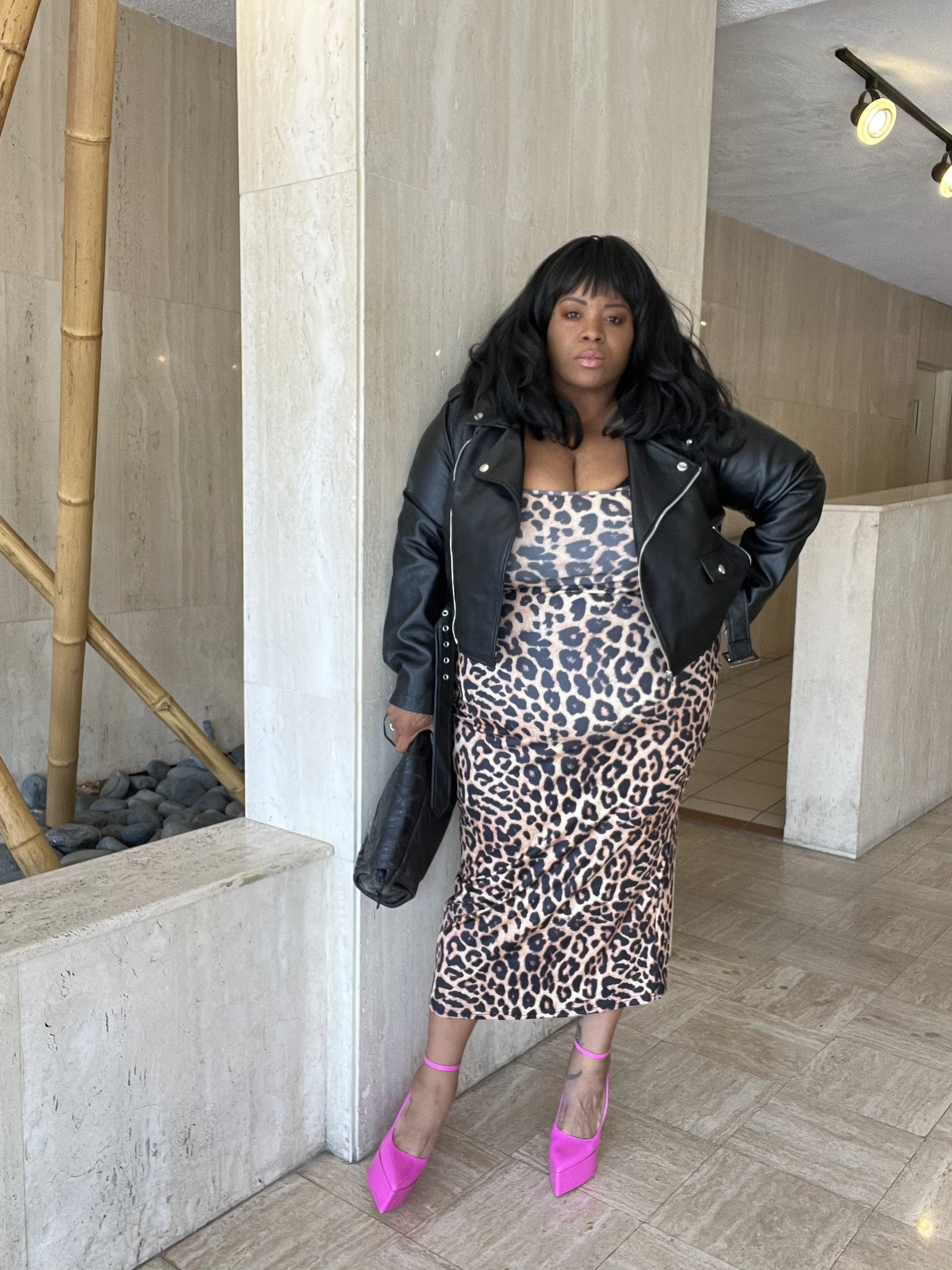 Amazon Animal Print Body Con and Fashionnova Moto Jacket