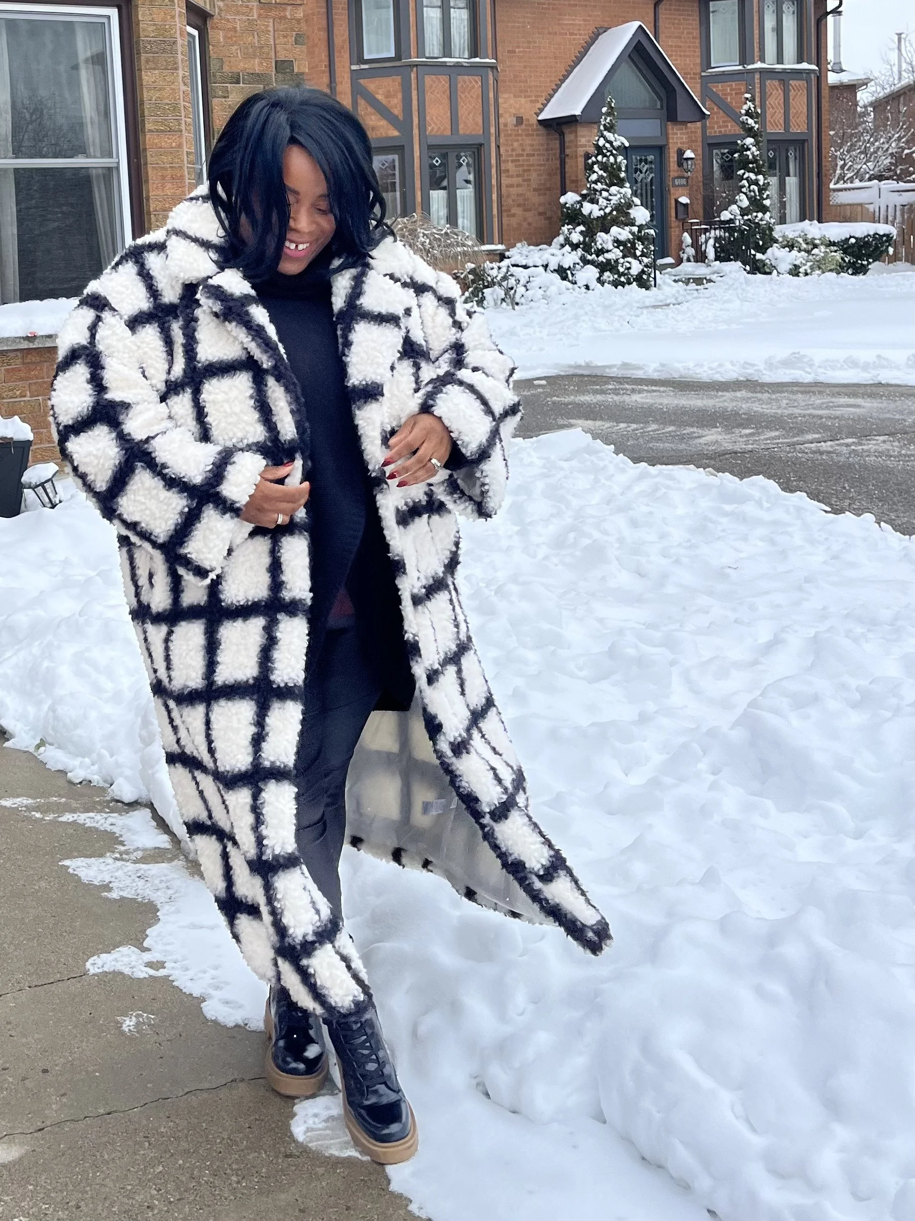 Pretty Little Thing Black and White Coat