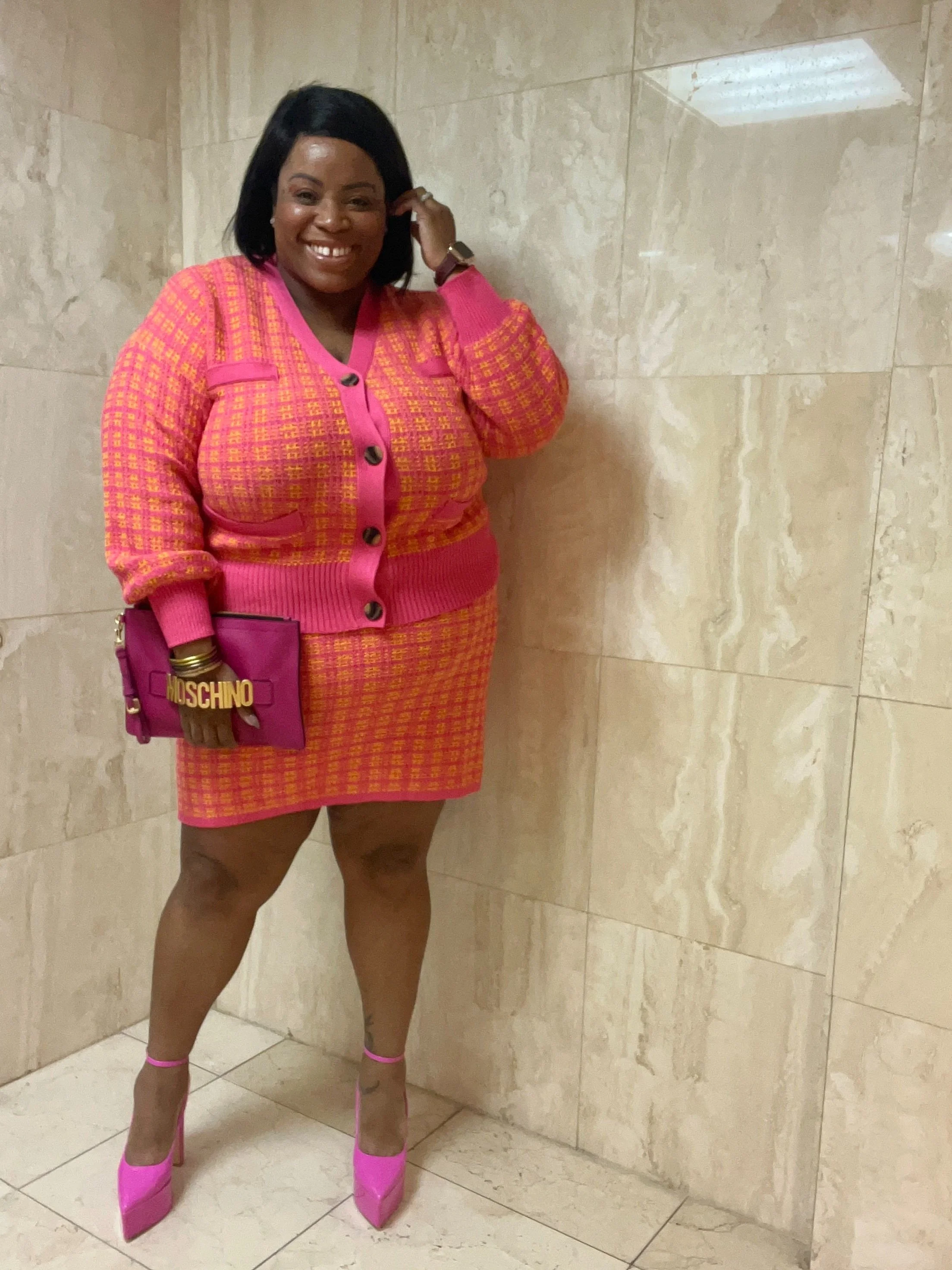 Walmart Fashion Free Assembly Tweed Cardigan Sweater Set