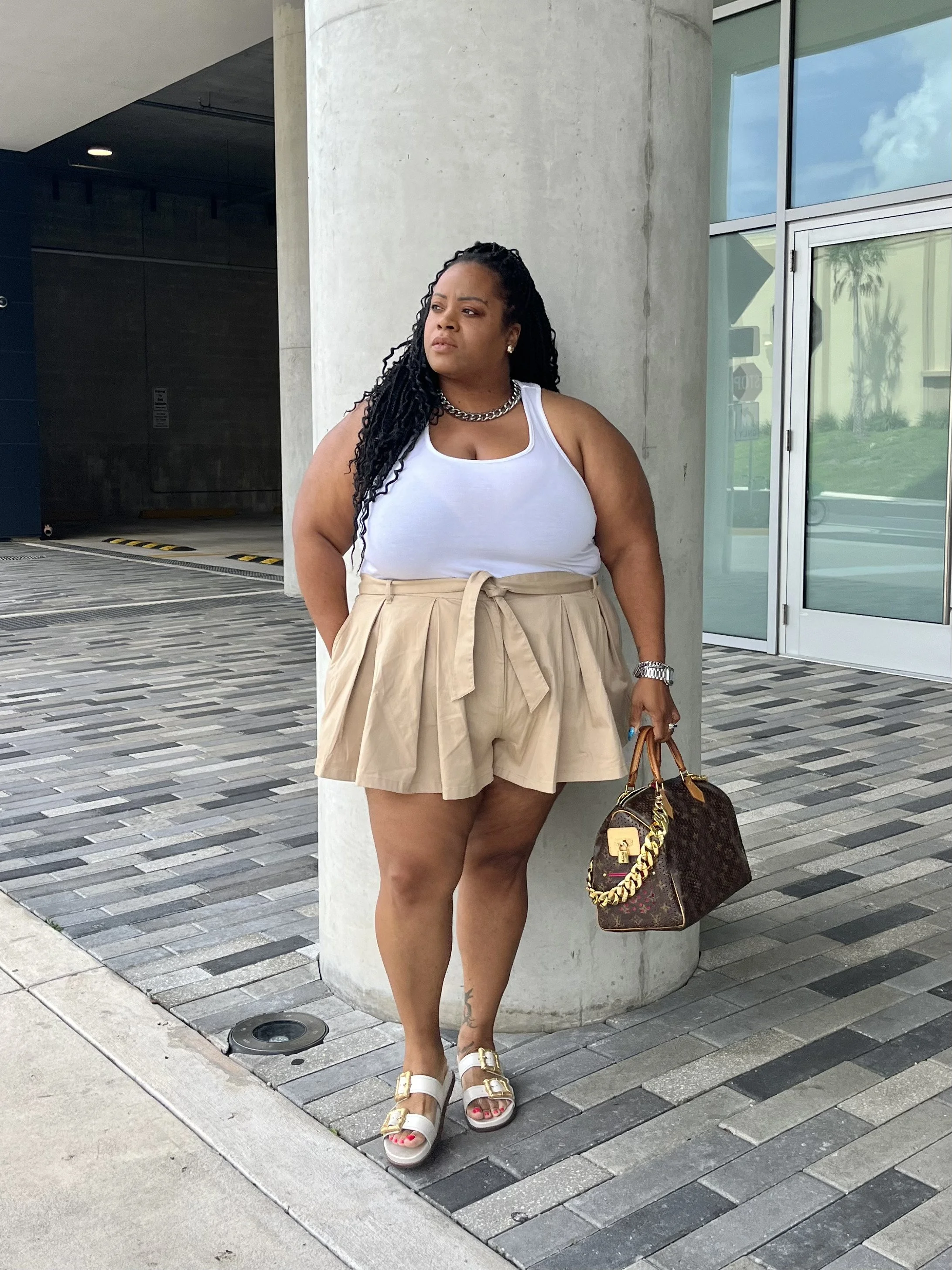 Casual Khaki Flare Shorts