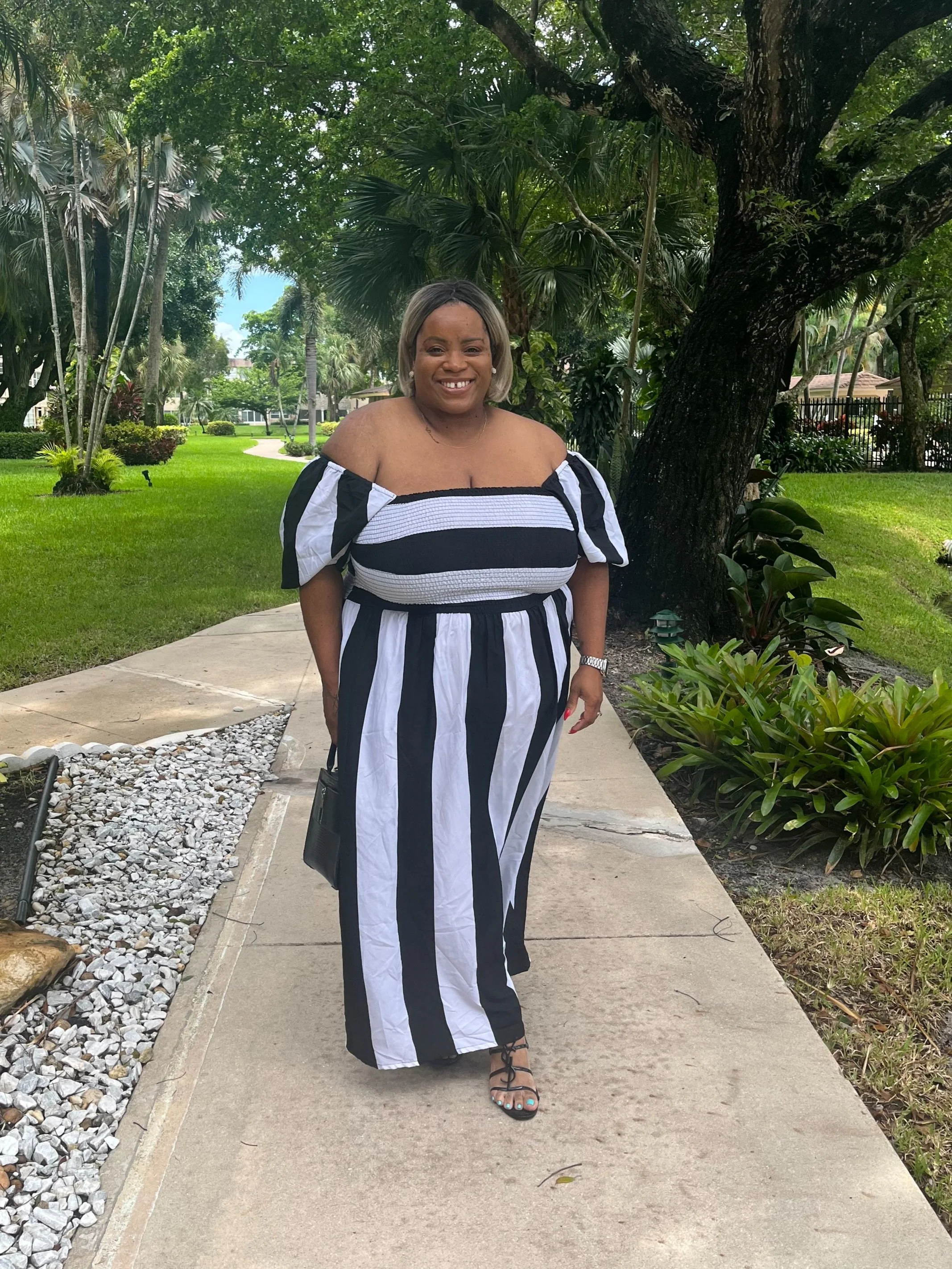 Black and White Striped Maxi Dress