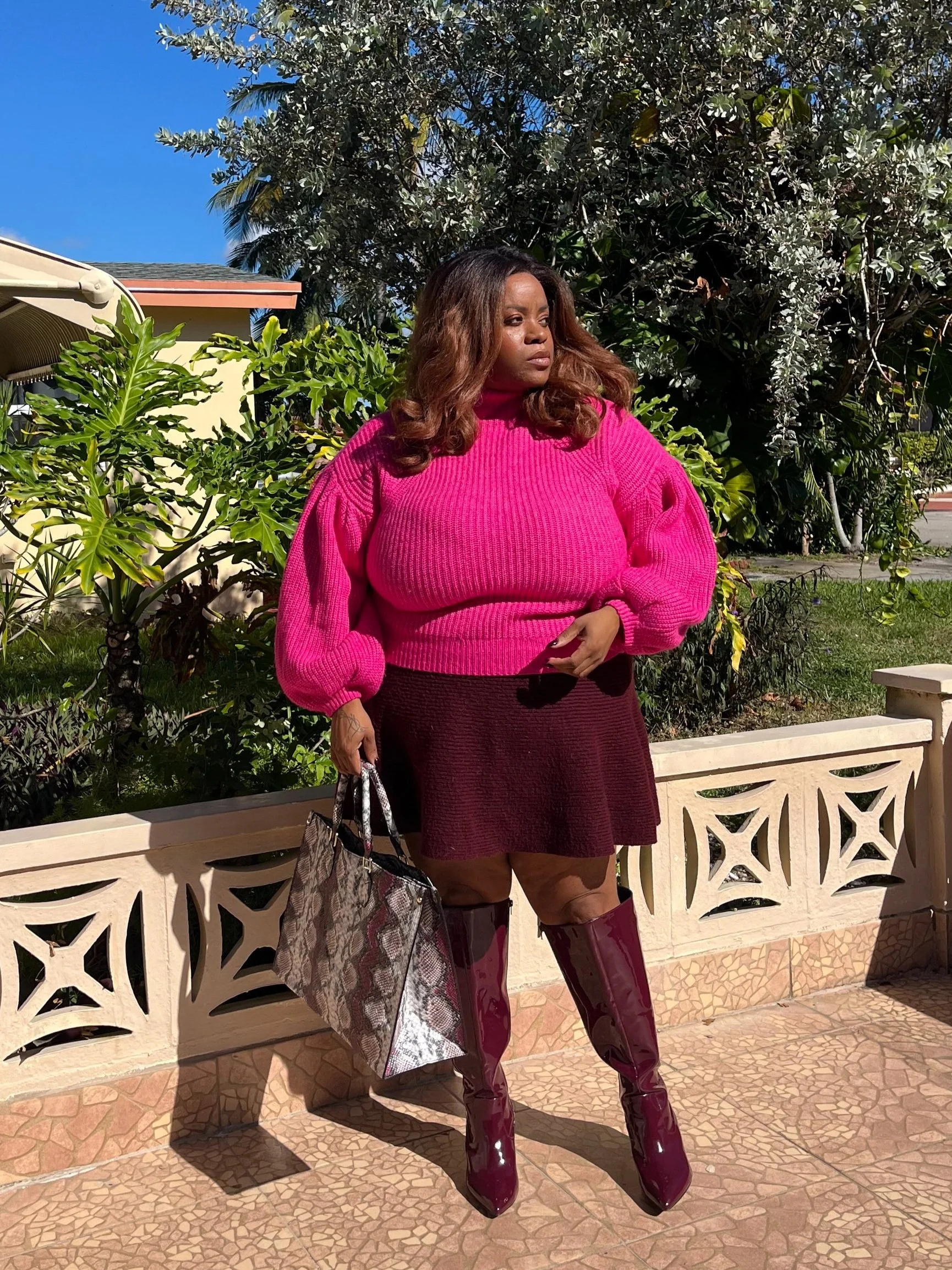 Pink and Maroon