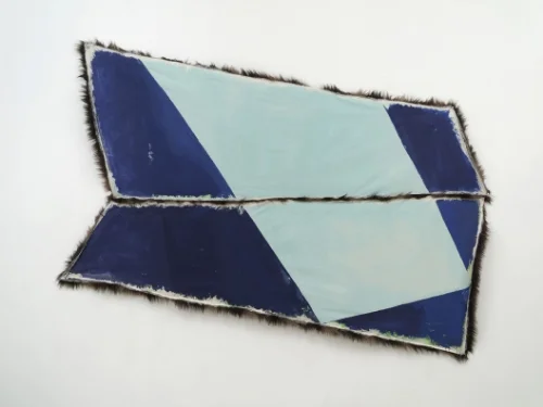 Lizzie Scott, Drifter, 2015, Flasche on muslin, textile, bubblewrap, 49" x 80" Photo courtesy of the artist