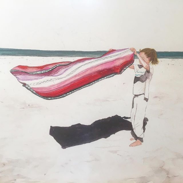 ❤️summer is good. More towels on a beach. Or  even better a Mexican blanket. Water color on paper