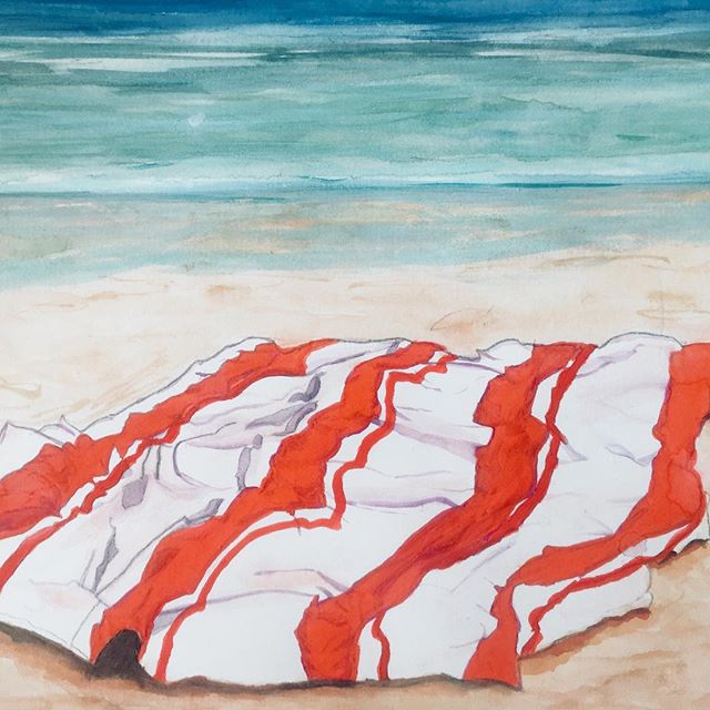 Giant beach blanket - #wip  painting on vacation is hard - my mind is elsewhere! ❤️
