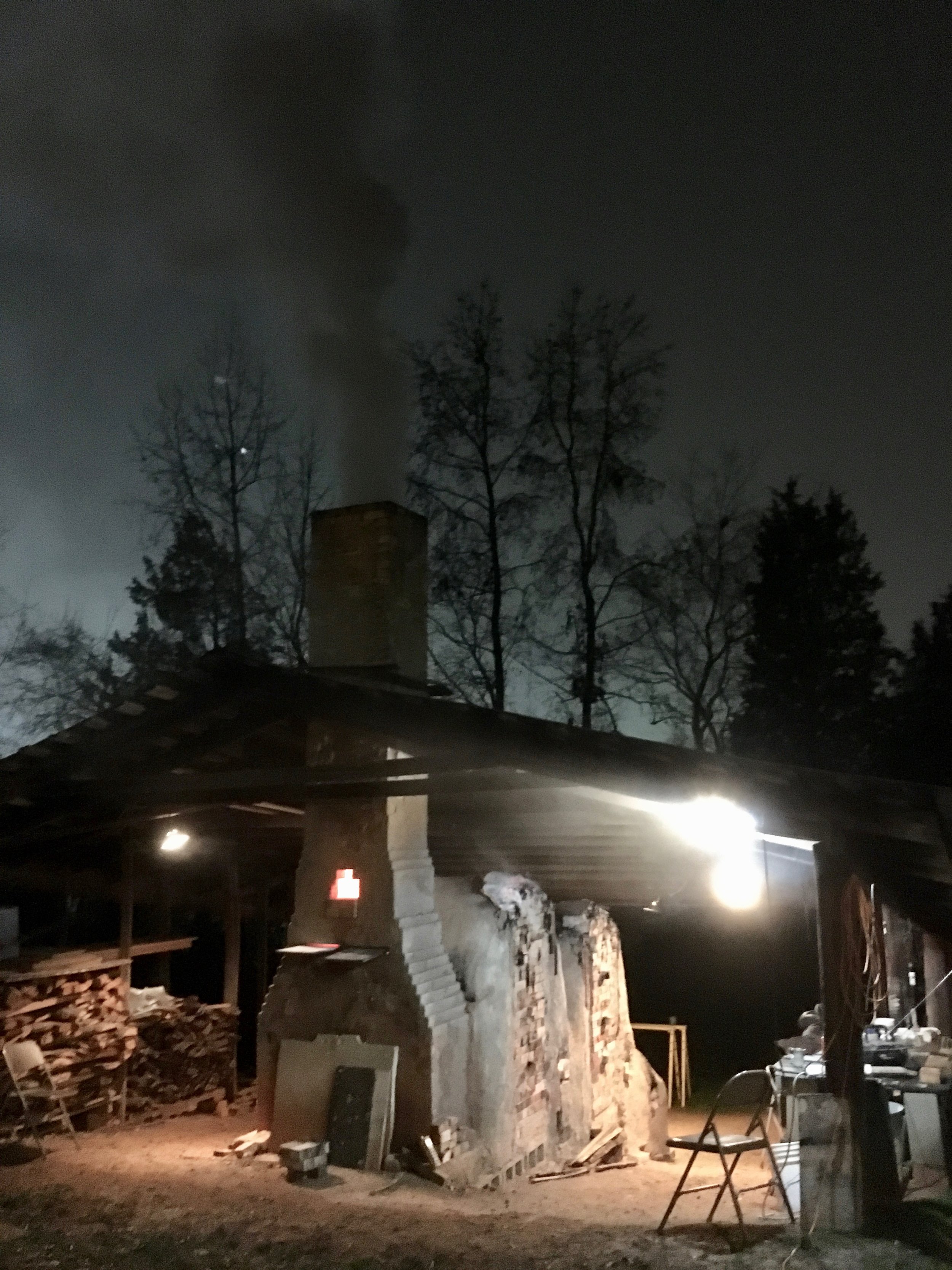  The second chamber of the kiln is salted. &nbsp;We introduced ten pounds of salt and held at top temperature for an hour. &nbsp;The kiln was shut down after 16 hours of firing. &nbsp; 