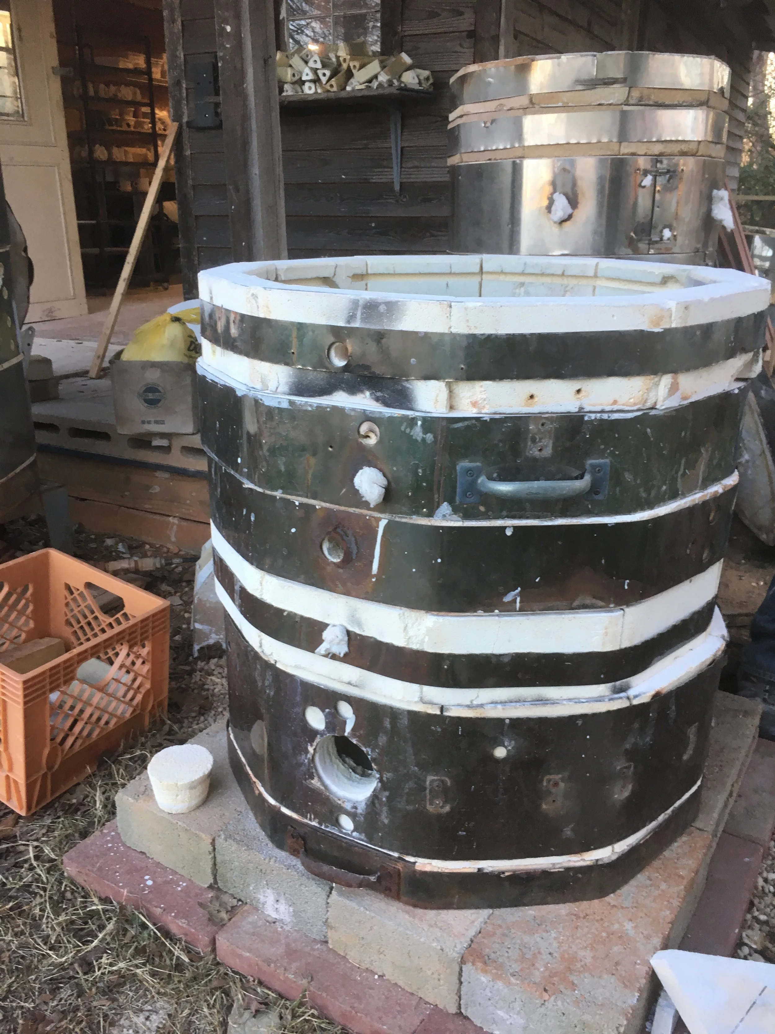 The body of the soda kiln. The kiln could be made larger or smaller depending on the number of rings that are stacked. 