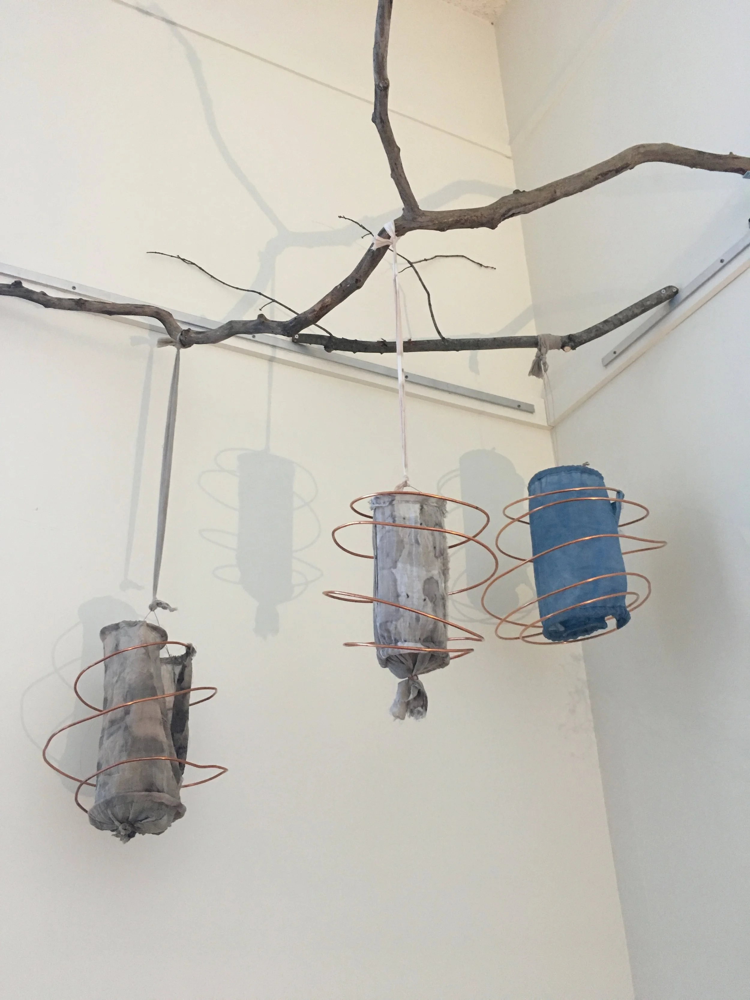 “Light 1, 2, 3”, Naturally Dyed cotton and silk, Copper. By Carol Reed