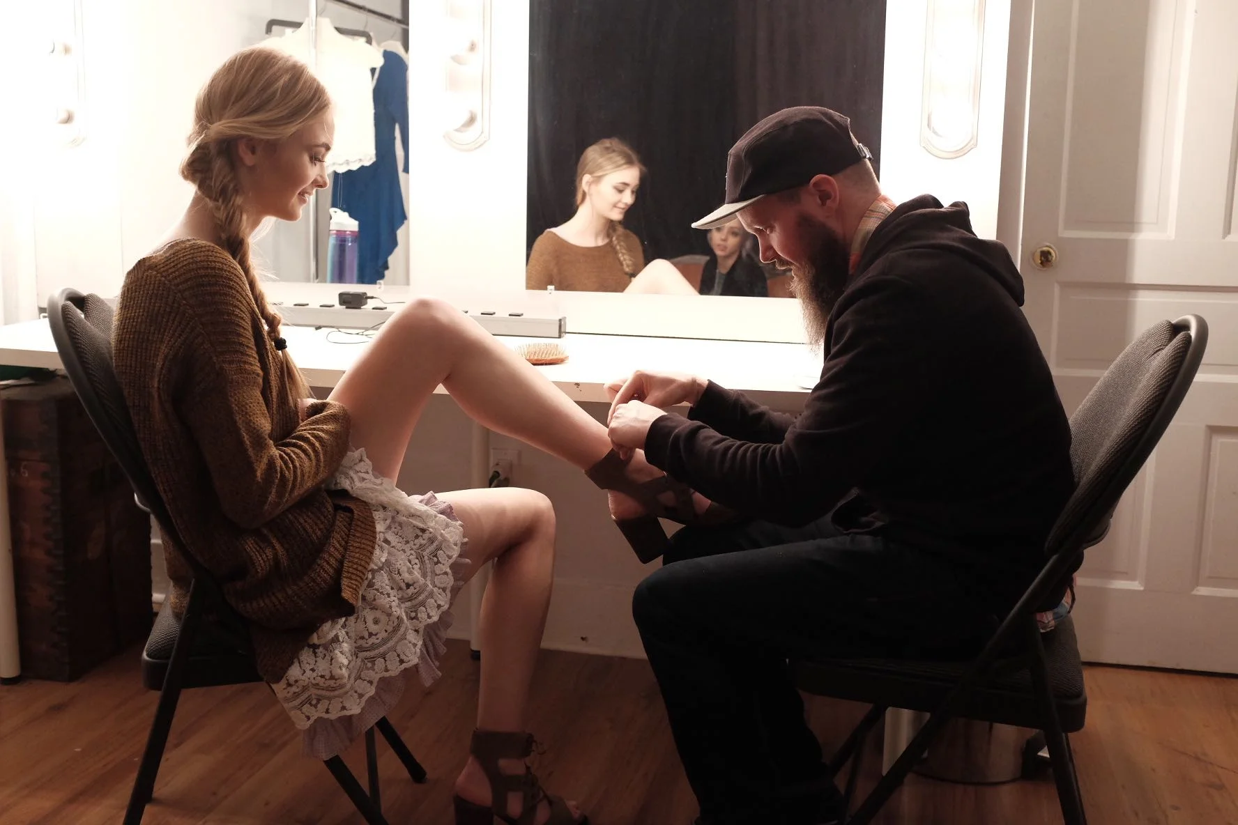 Those boots are a bit tricky to lace up. Good thing Jacob was on hand to help! 