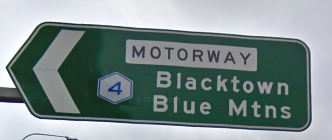 A sign for the M4 (Western Motorway)