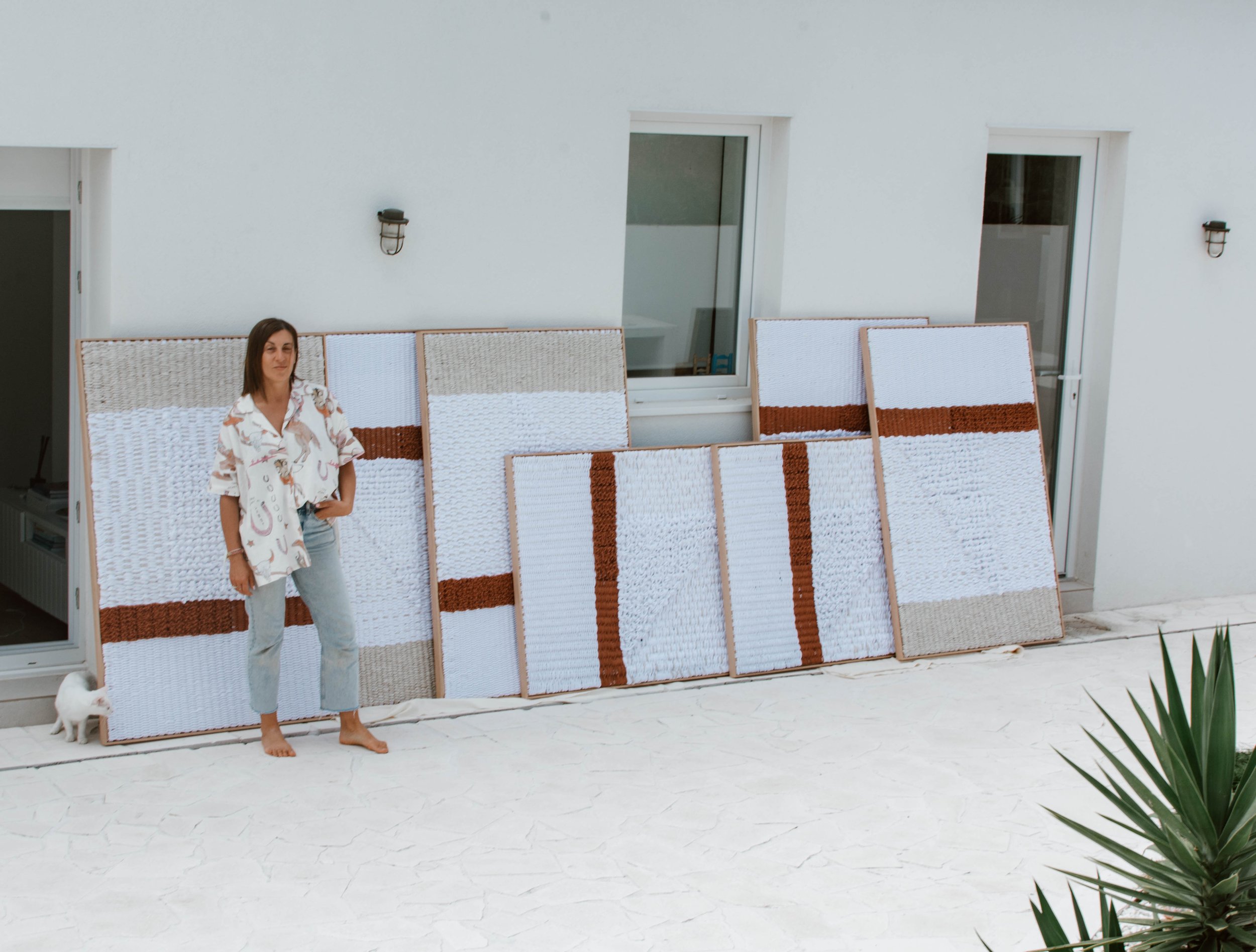 handwoven textile wallart eco cotton and European linen