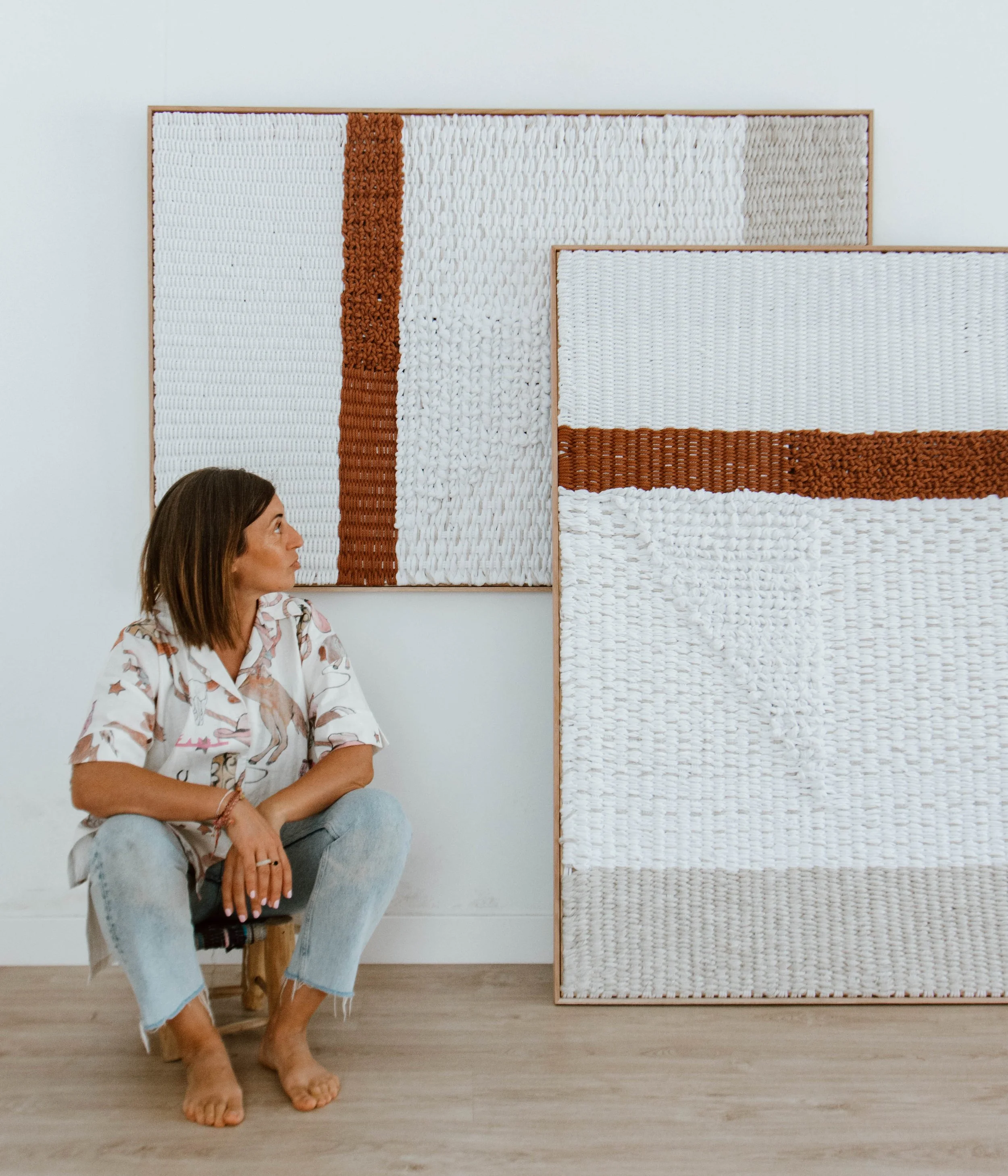 handwoven textile wallart eco cotton and European linen