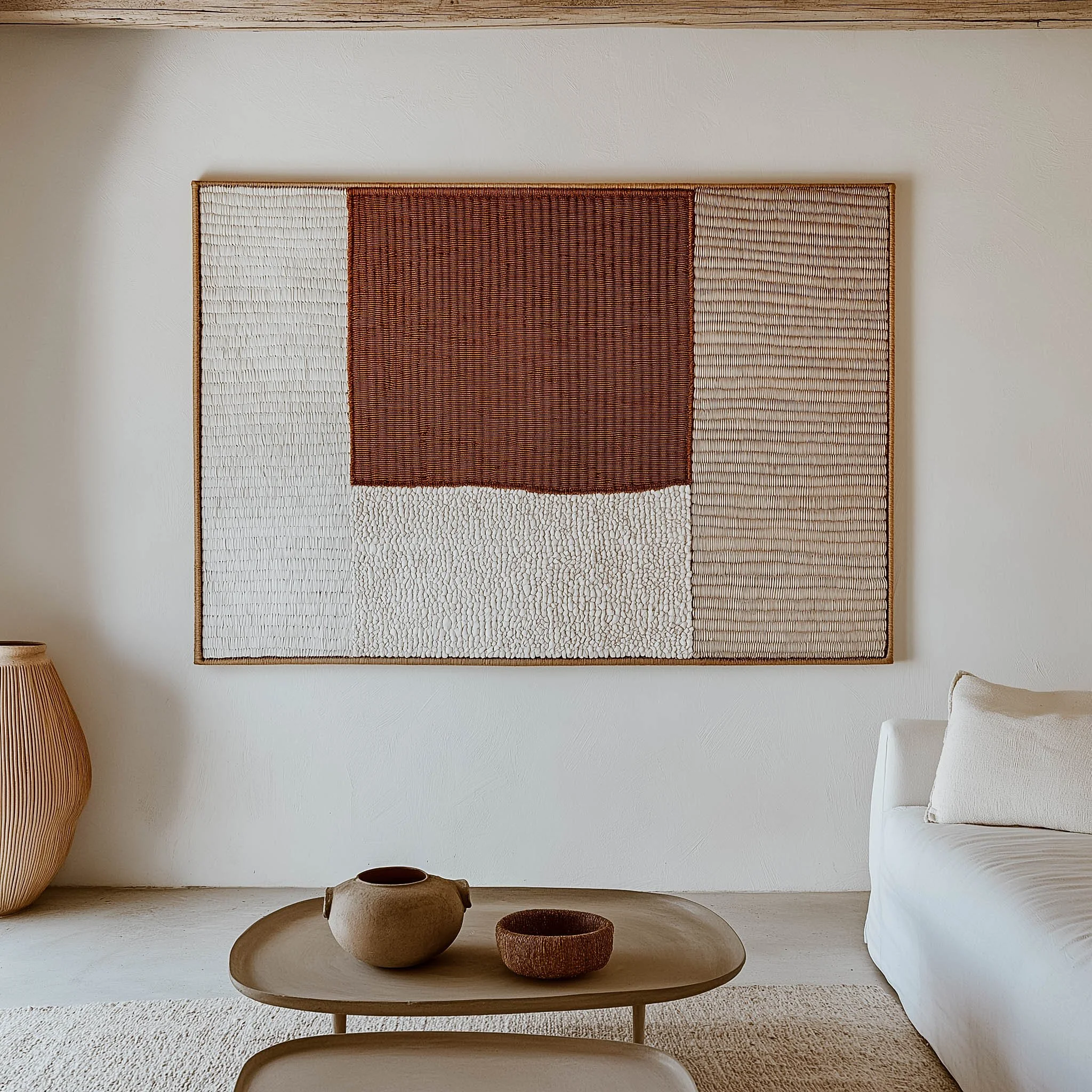 handwoven textile wallart eco cotton and European linen