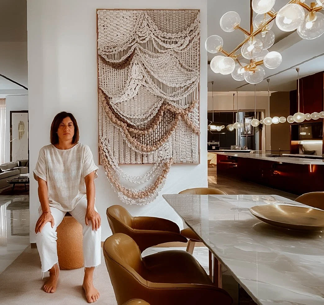 CASCADING SYMPHONY - Hand-Knotted Sensory Art by Belén Senra | Architectural Textile 100x150cm