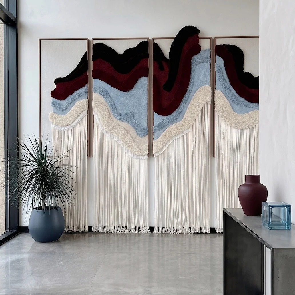 A wall that stops you.
Not because it's beautiful.
Because you feel it before you understand it.
Available as Made to Order

#sensoryscapes #largescaleart #textileart #sensoryart #wallart #hospitalitydesign #luxuryinteriors #interiorarchitecture #art