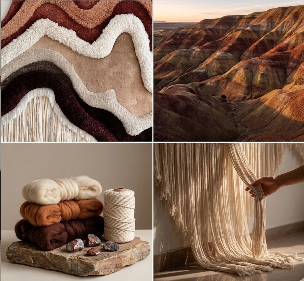 Matter before the piece exists.
Earth, fibre, texture, silence.
This is where it begins.

#sensoryscapes #textileart #sensoryart #materiality #textileartist #craftedart #wallart #luxuryinteriors #artcollector