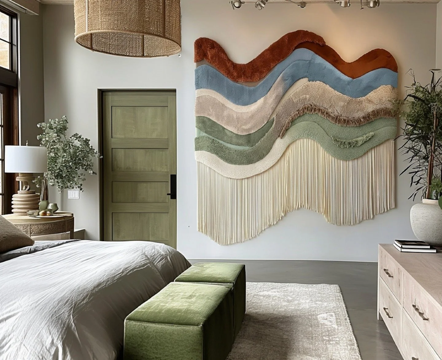 Sleep beneath a landscape.
Wake inside a feeling.
Sensory art for the most intimate space in your home. 🤎

If you feel connected to it, you can message me anytime.

#BedroomArt #SensoryArt #RanranStudio #BurntSienna #SageGreen #ColorPalette #Textile