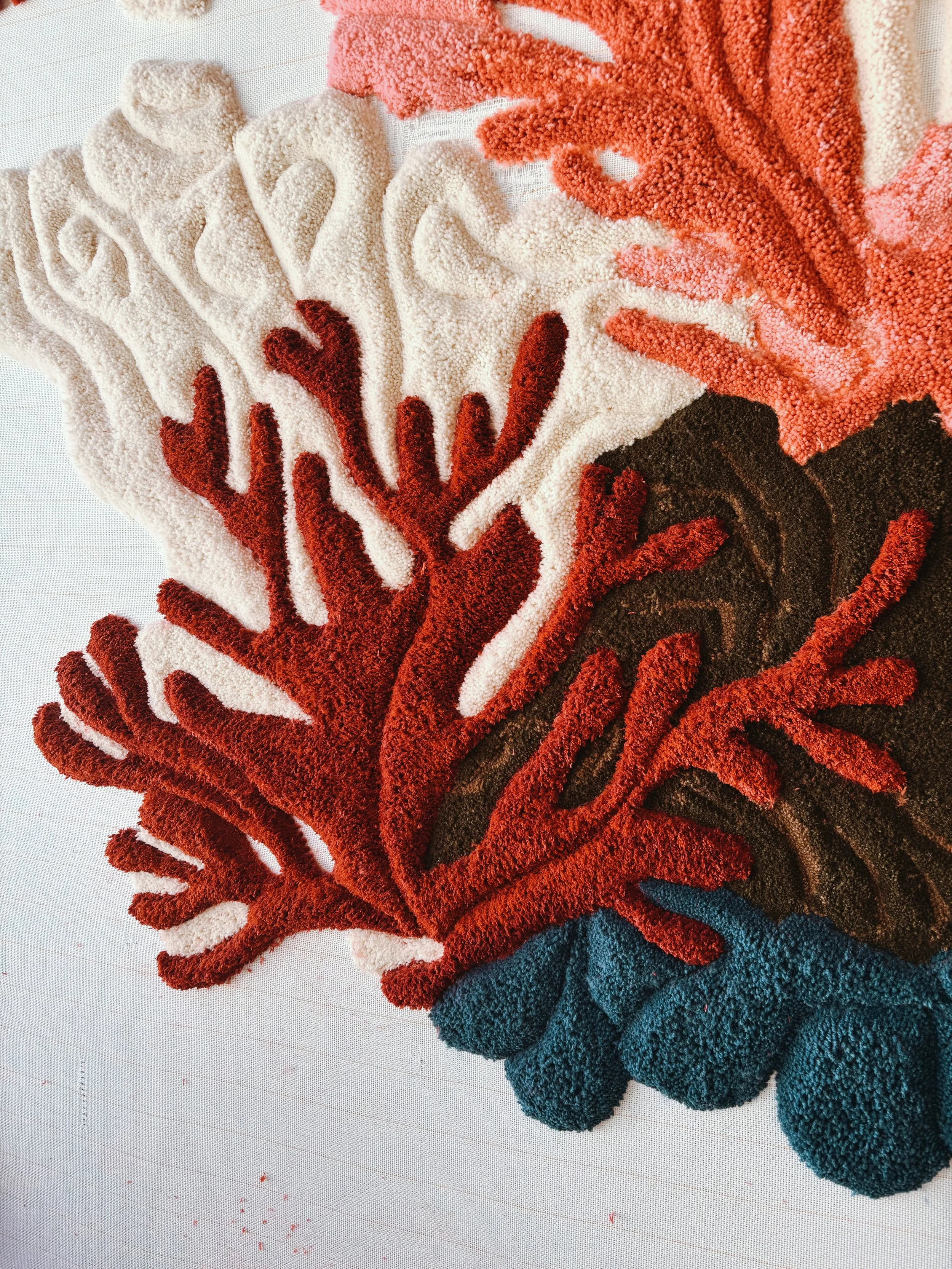 Living Reef is a handcrafted wool textile sculpture by Belén Senra.