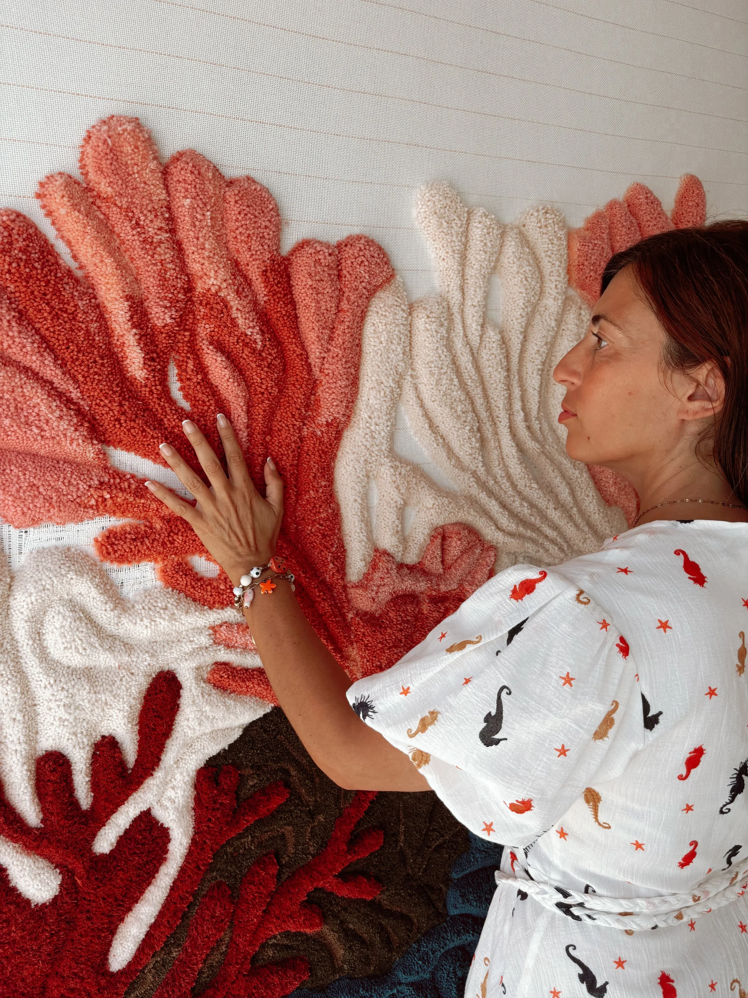 Living Reef is a handcrafted wool textile sculpture by Belén Senra.