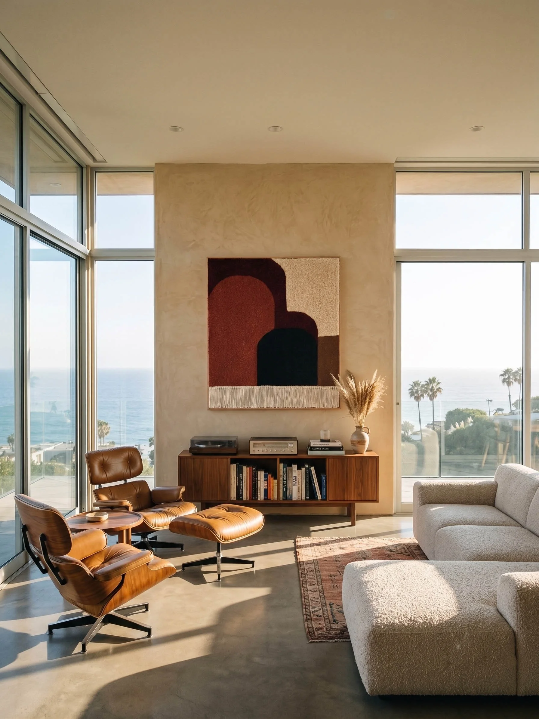 Holding Space is an original framed hand-tufted textile artwork by Belén Senra. A contemporary fiber art piece that adds depth, texture and architectural character to sophisticated interiors