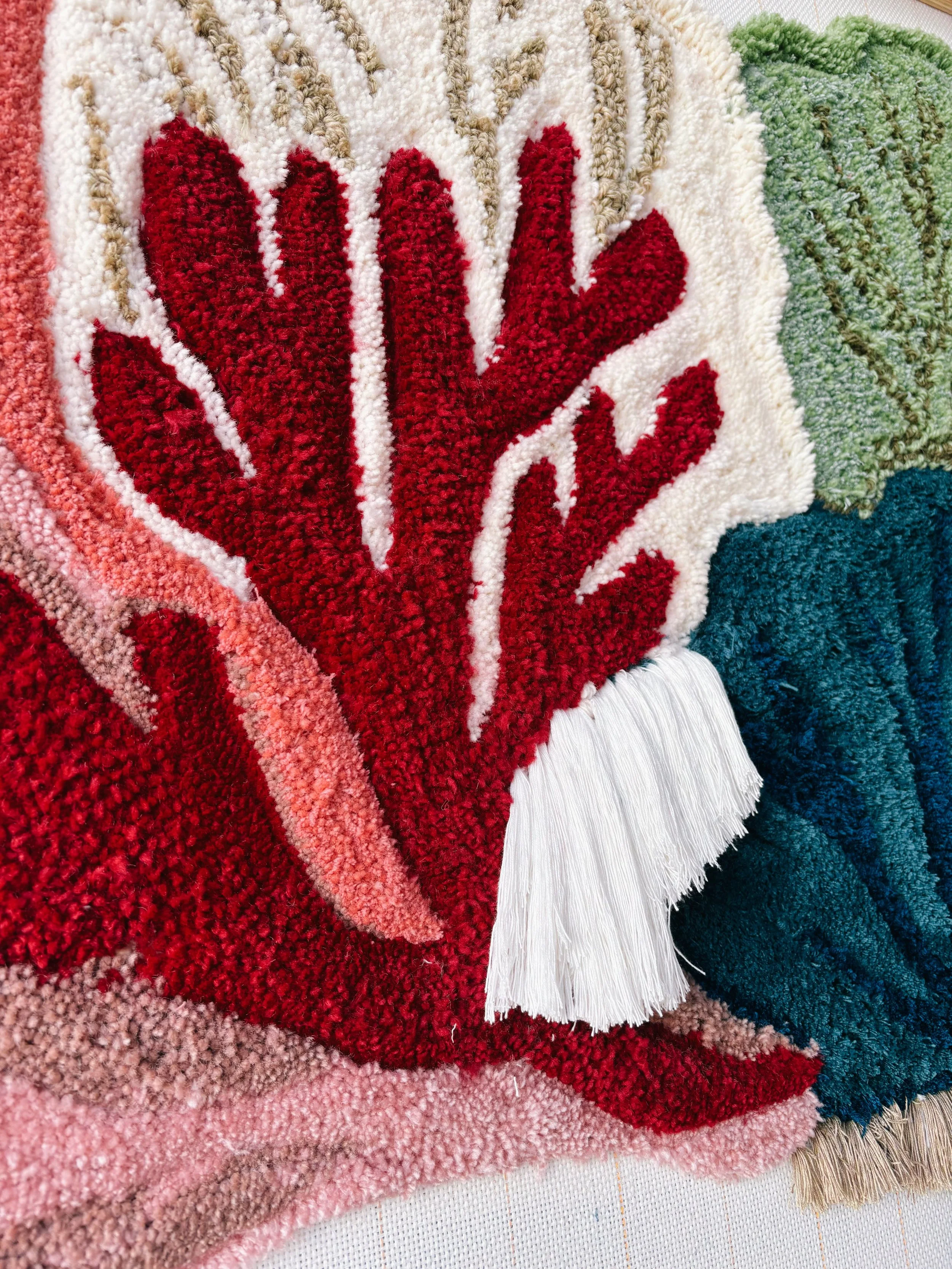 One-of-a-kind hand-tufted botanical wall art by Belén Senra.