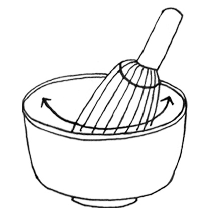 5. Whisk back and forth as if drawing a circle to mix in the matcha.