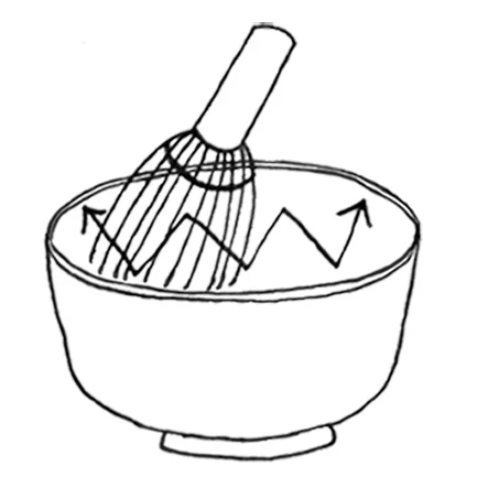 6. After mixing, create a foam by whisking briskly in a vertical zig zag motion.