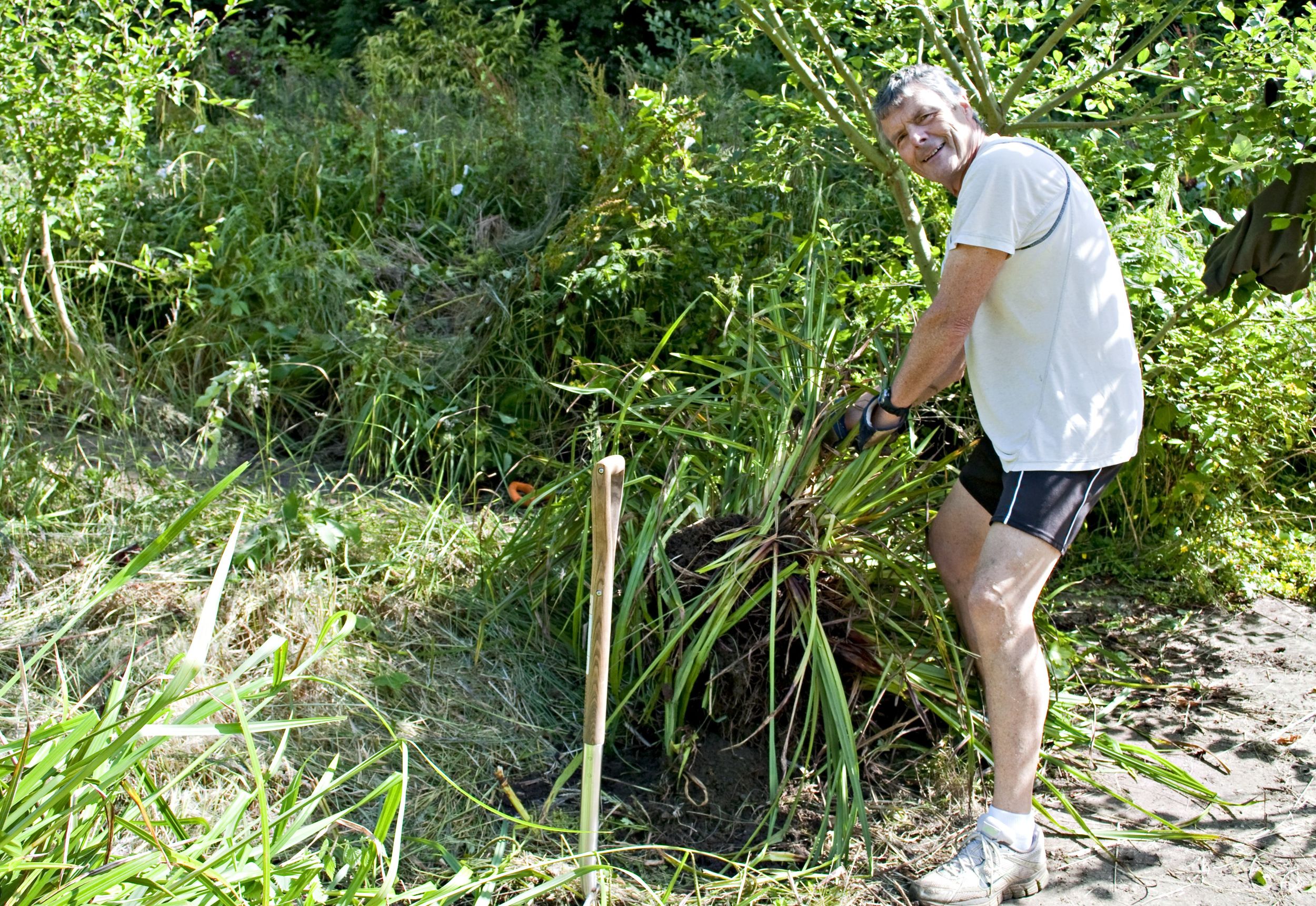 Chris - a willing worker. Sylvia got stuck in too.