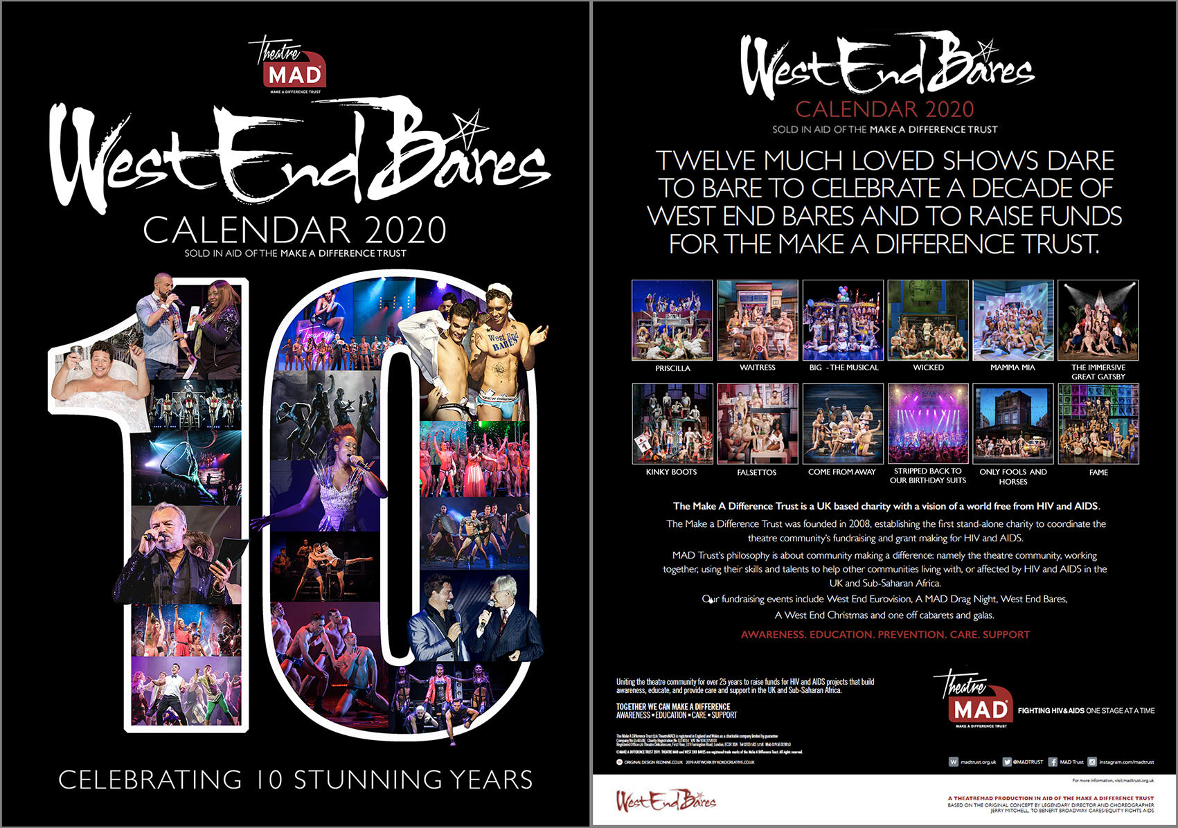 10th Anniversary West End Bares calendar 2020 