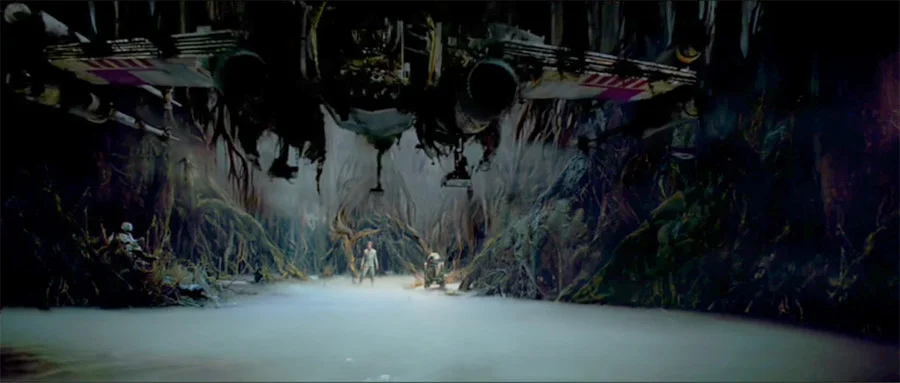 Yoda raises Luke’s X-wing using the Force
