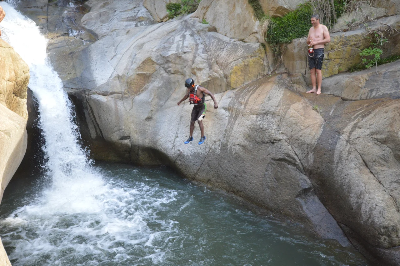 Godfrey Tshumah takes the plunge. Photo: Gustav Greffrath