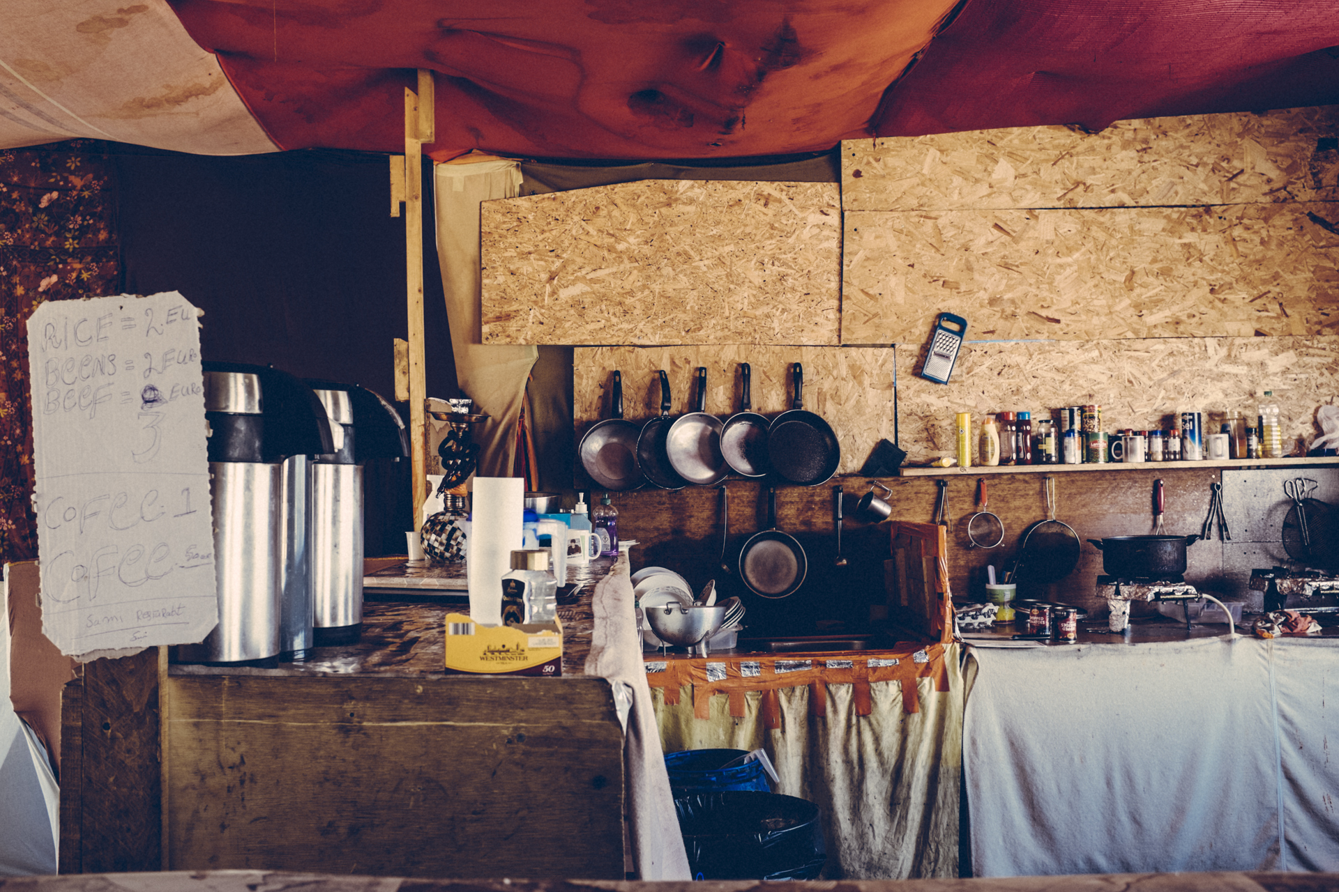  Sami's kitchen in the Jungle. Calais, France. 2016. 