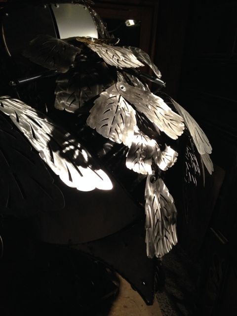 Kinetic Sculpture - Owl in Barneys New York Holiday Window 2014 by Chris Cole 014 Aluminum feather detail