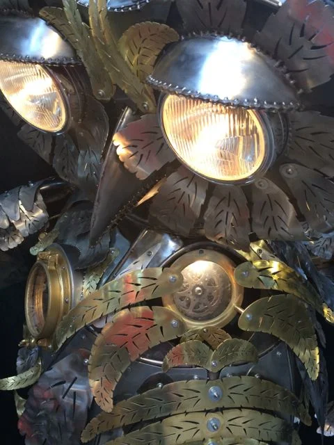Kinetic Sculpture - Owl in Barneys New York Holiday Window 2014 by Chris Cole 007 eye light up