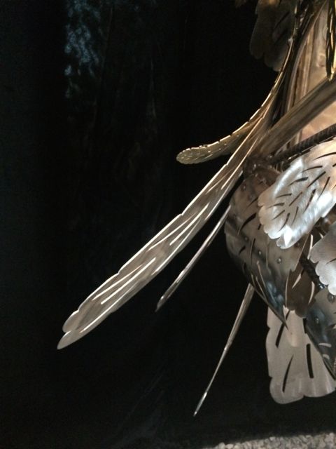 Kinetic Sculpture - Owl in Barneys New York Holiday Window 2014 by Chris Cole 011 brass tail feather detail